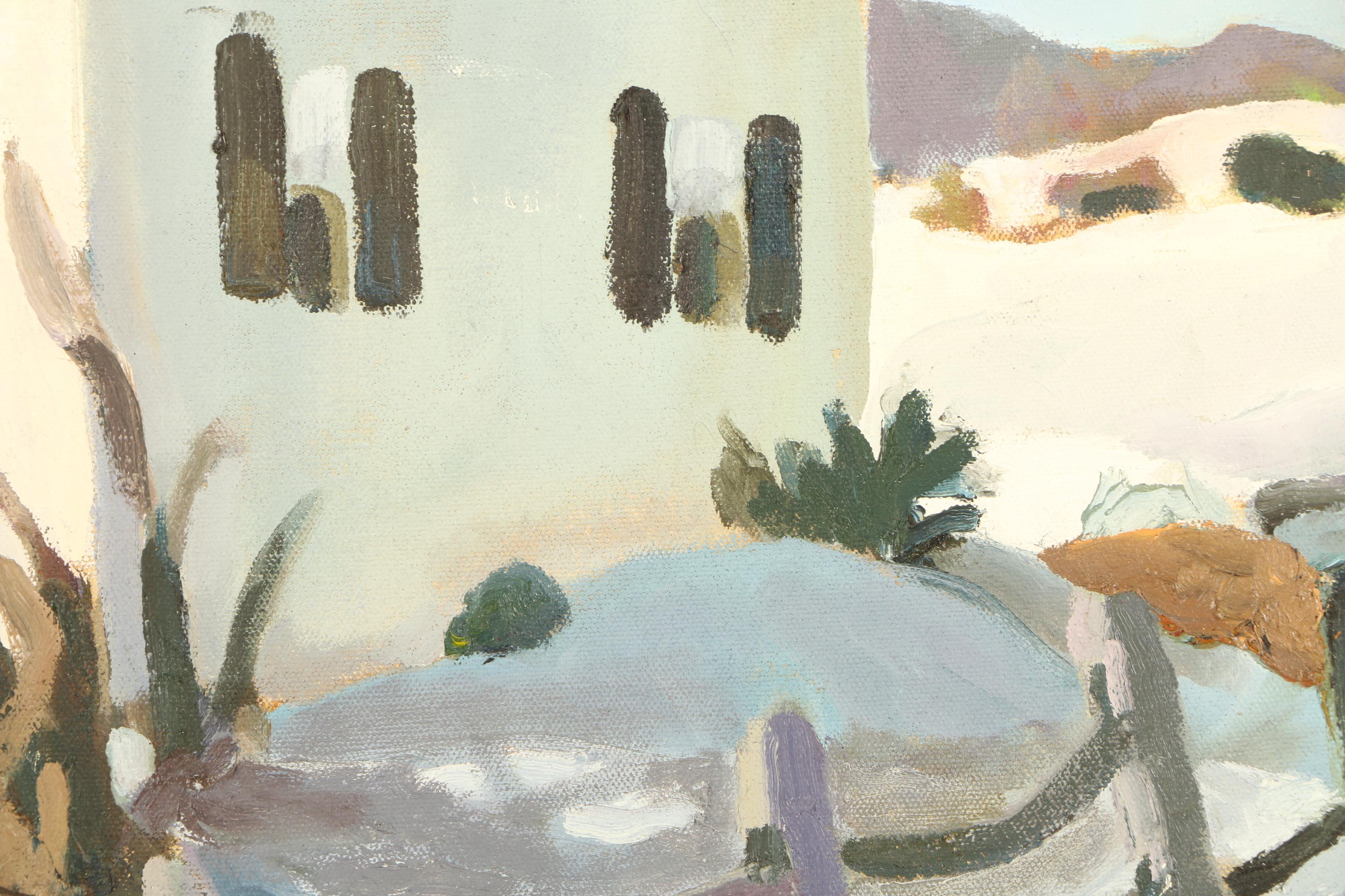 Pair of Oil Paintings on Canvas of Historic Country Homes