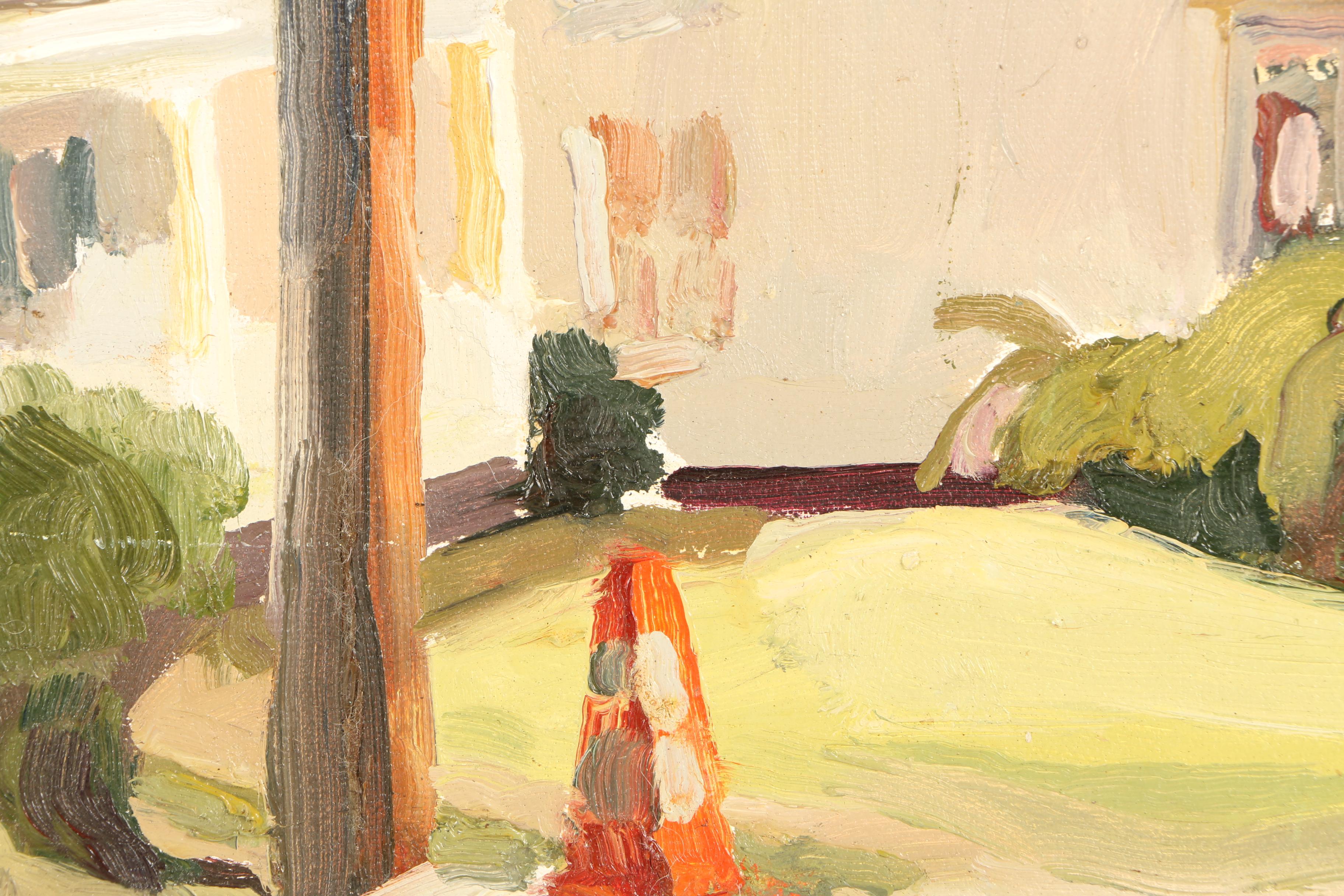 Pair of Oil Paintings on Canvas of Historic Country Homes