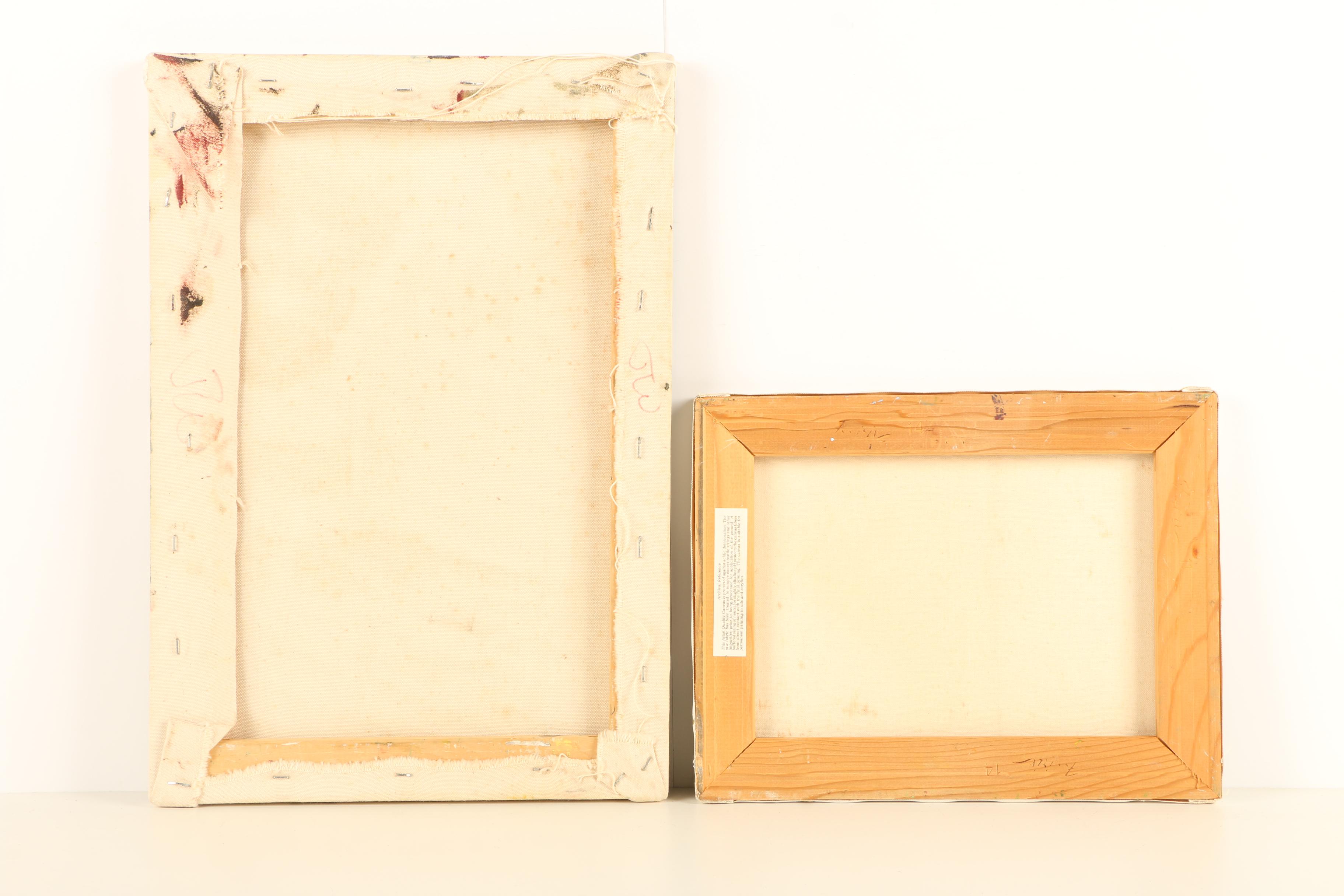 Pair of Oil Paintings on Canvas of Historic Country Homes