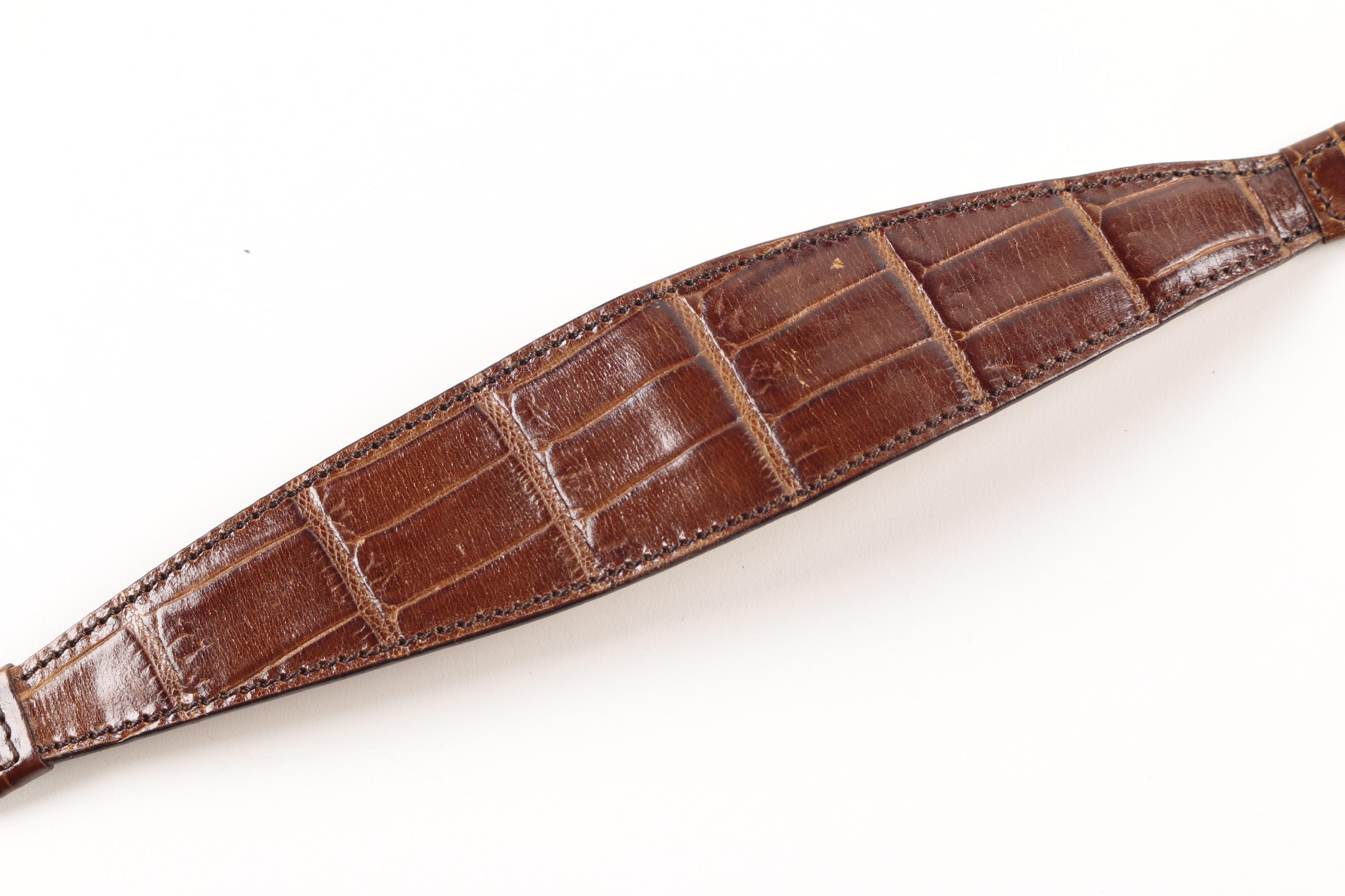 Giorgio Armani Crocodile Trimmed Leather Belt