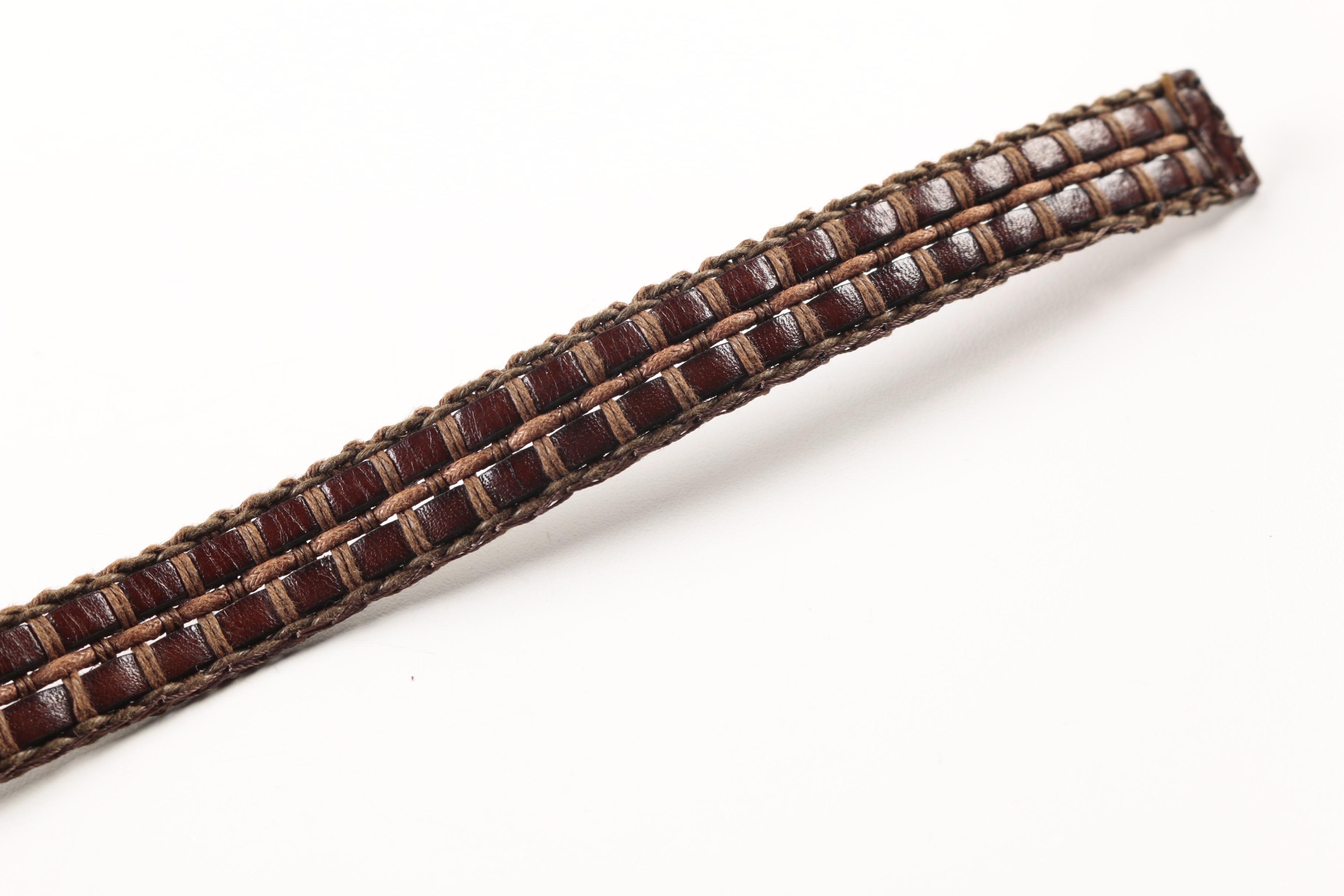 Giorgio Armani Crocodile Trimmed Leather Belt