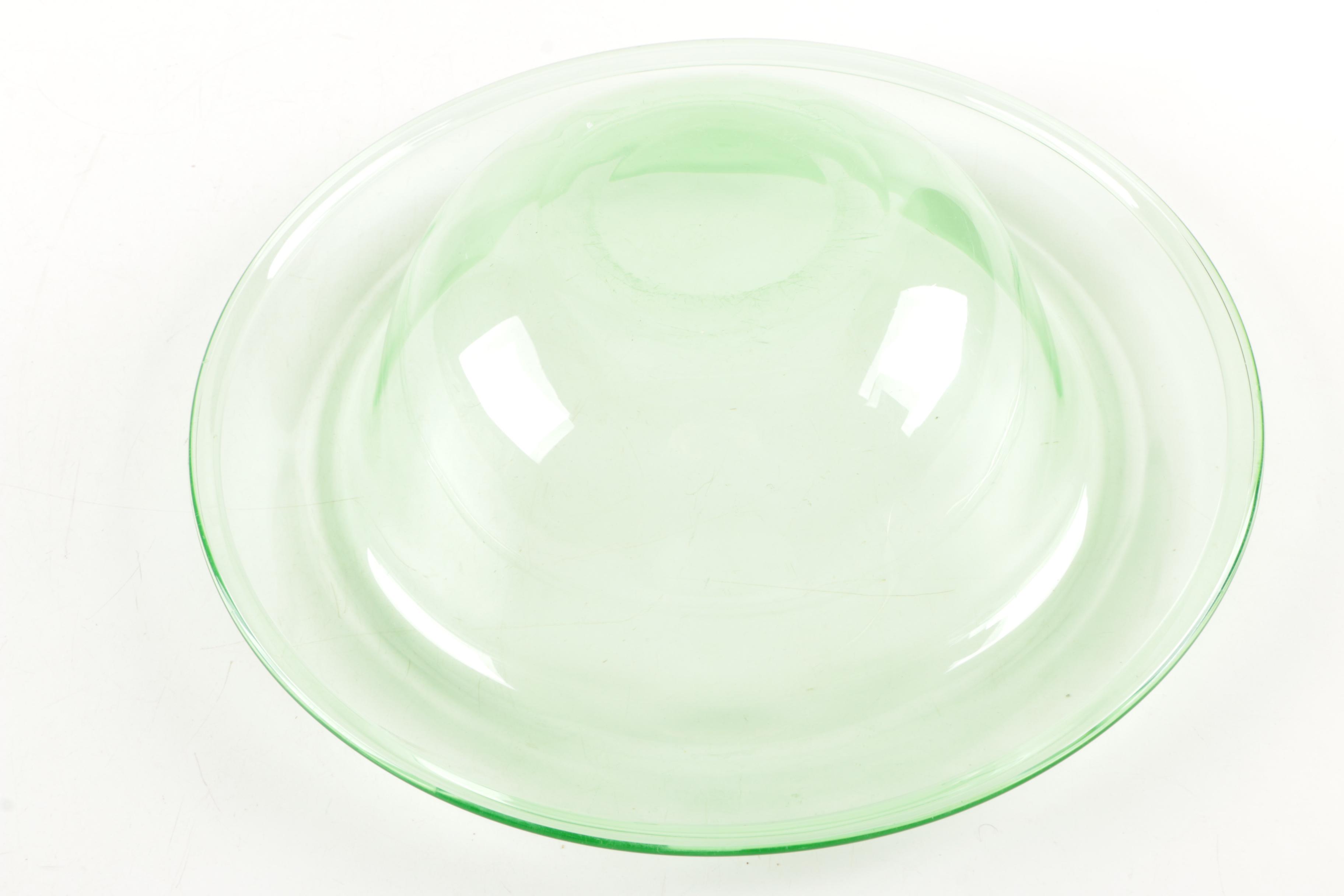 Vintage Green Glass Serveware Including Avon Emerald Green
