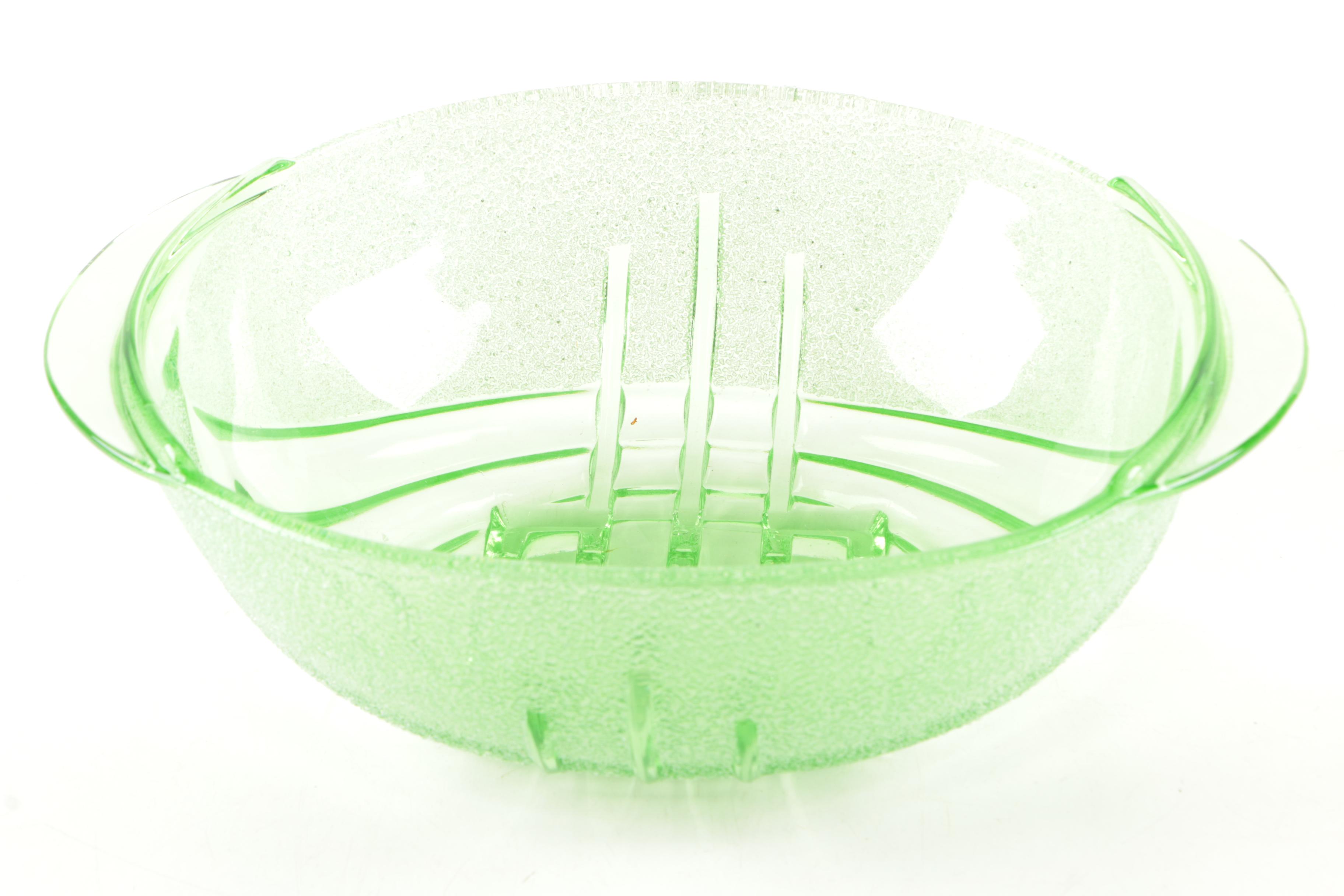 Vintage Green Glass Serveware Including Avon Emerald Green