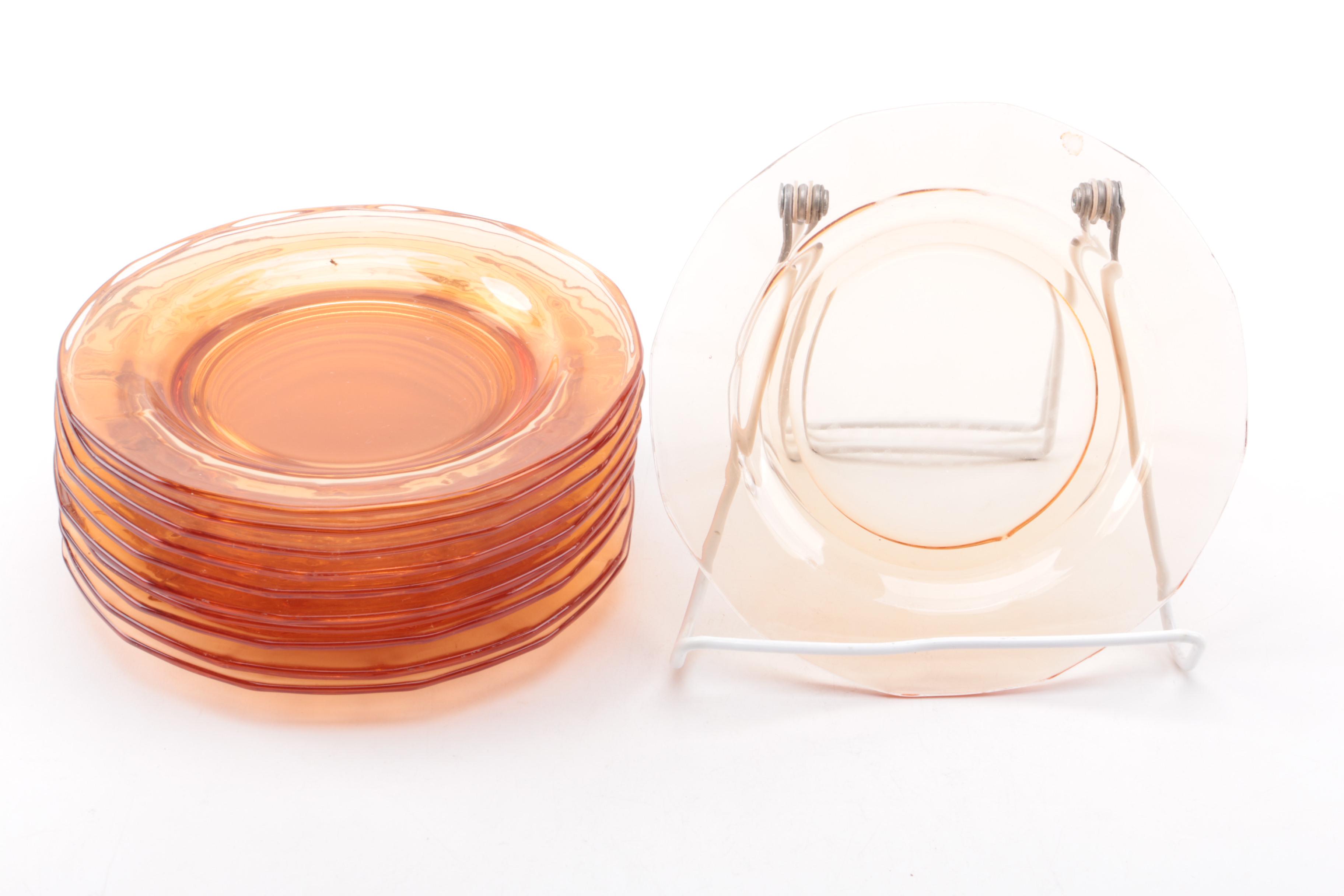 Amber Glass Salad Plates and Terracotta Bowls