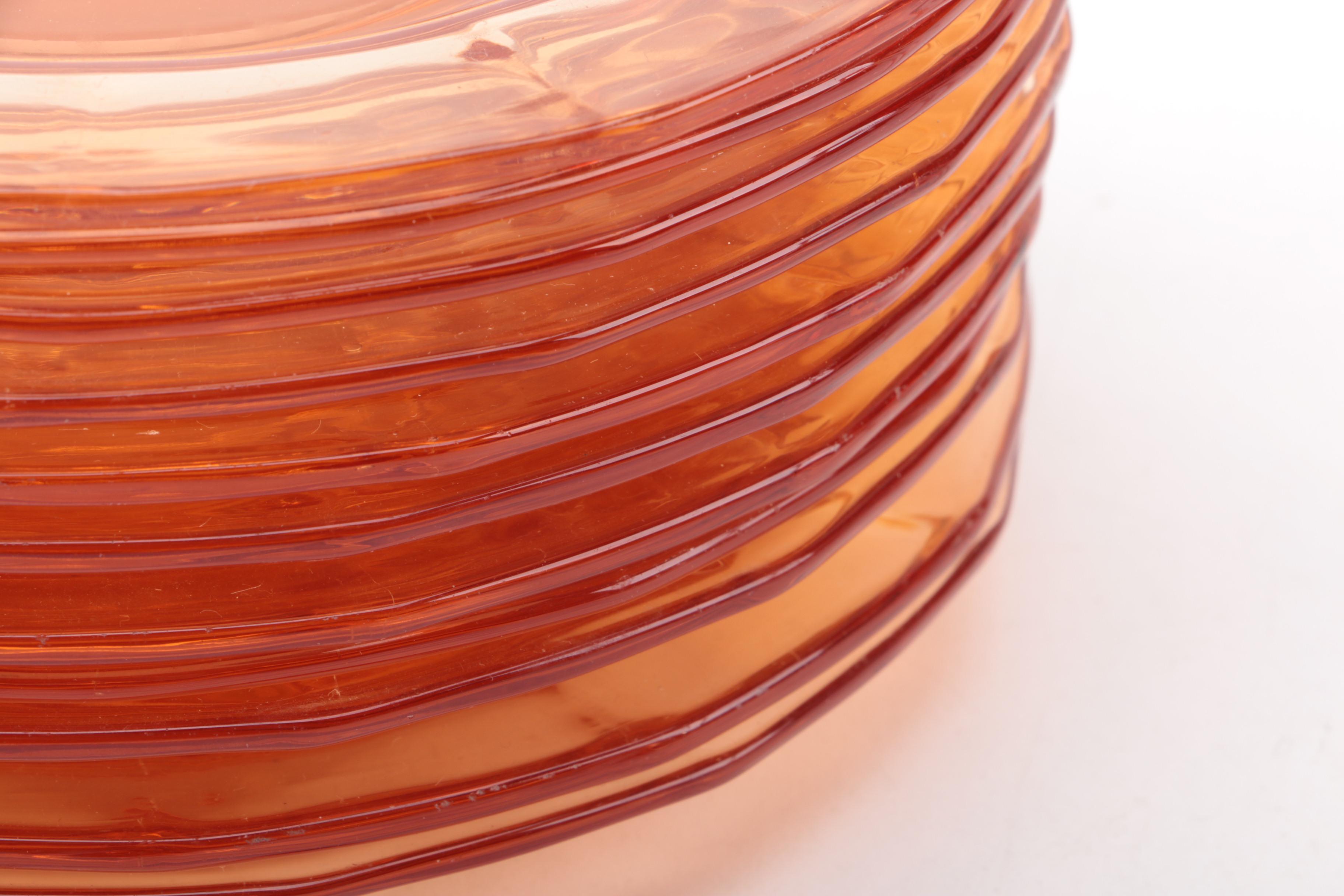 Amber Glass Salad Plates and Terracotta Bowls
