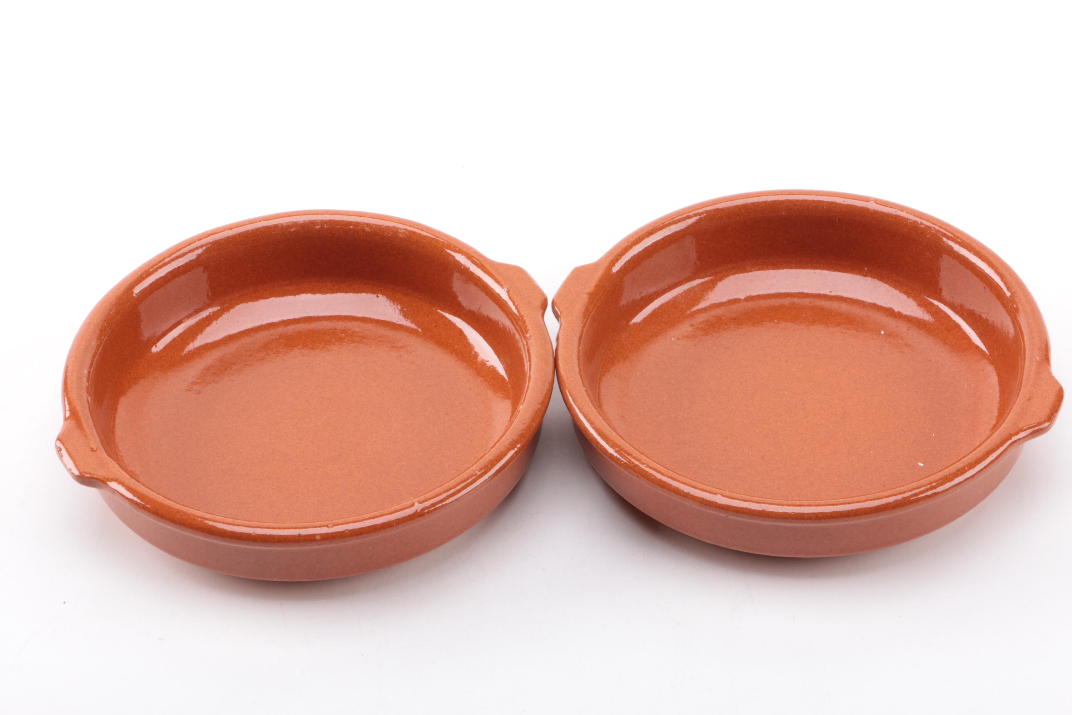 Amber Glass Salad Plates and Terracotta Bowls