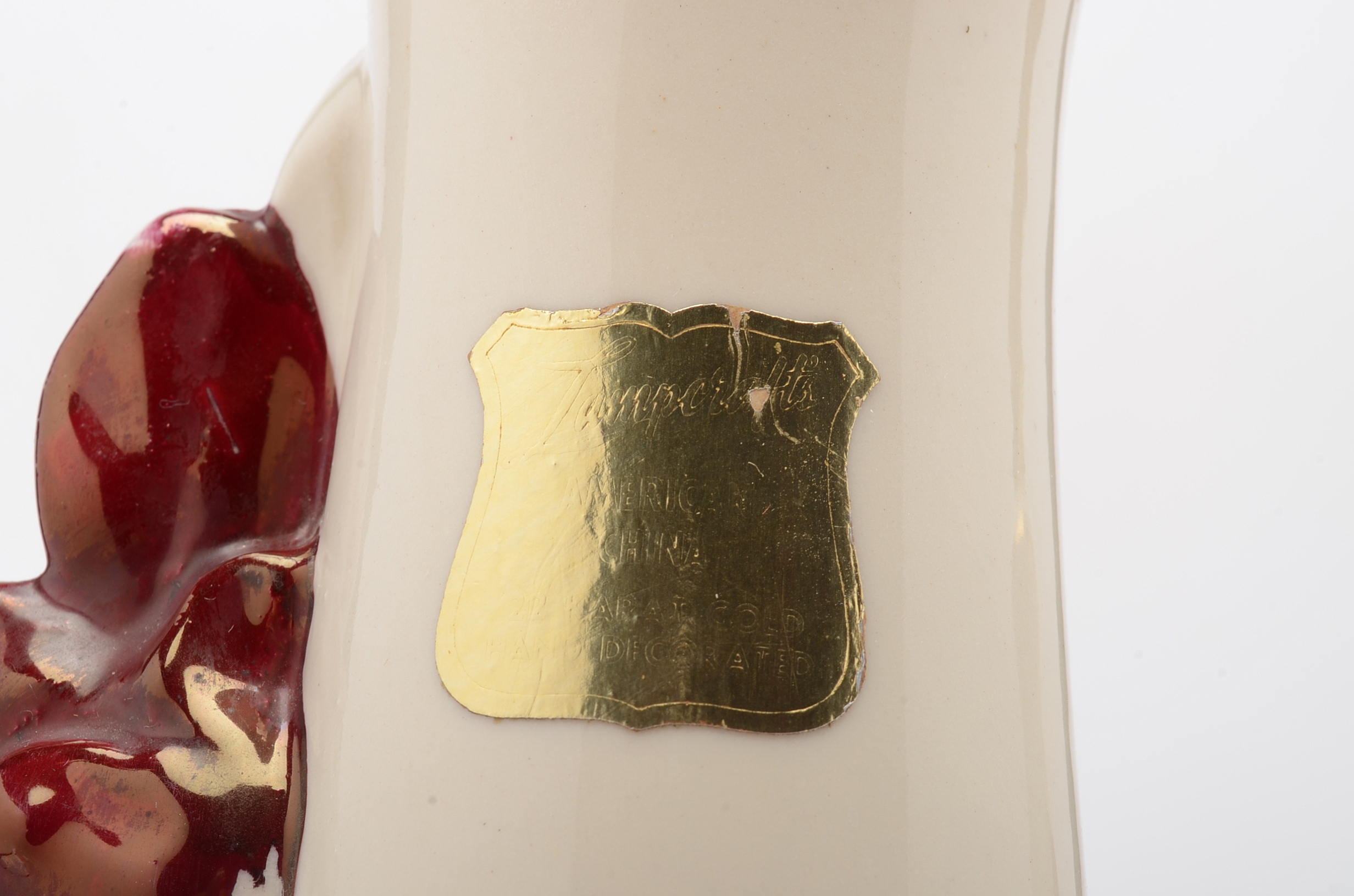 Pair of Vintage Lampcrafts American China Poinsettia Lamps