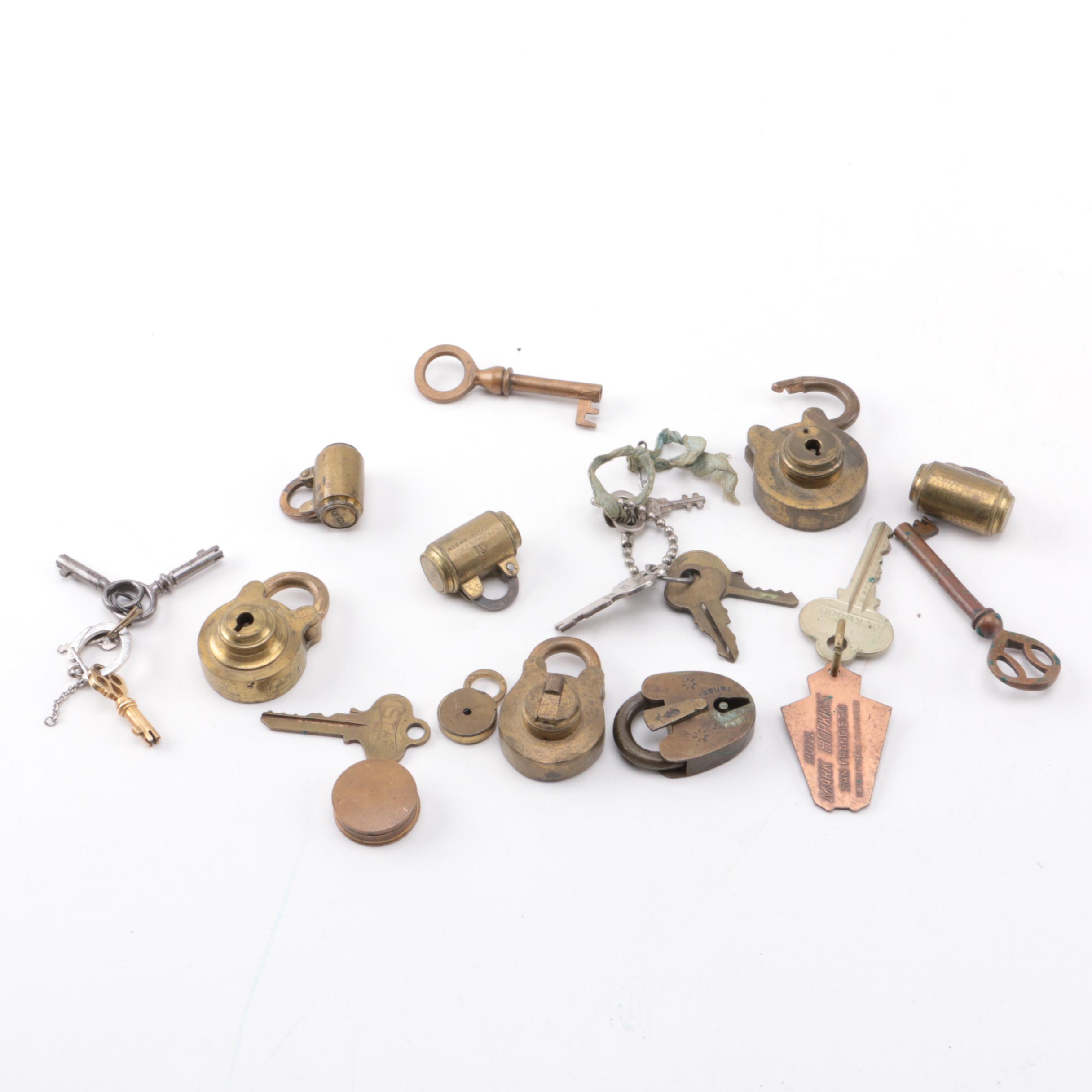 Selection of Brass Locks and Keys