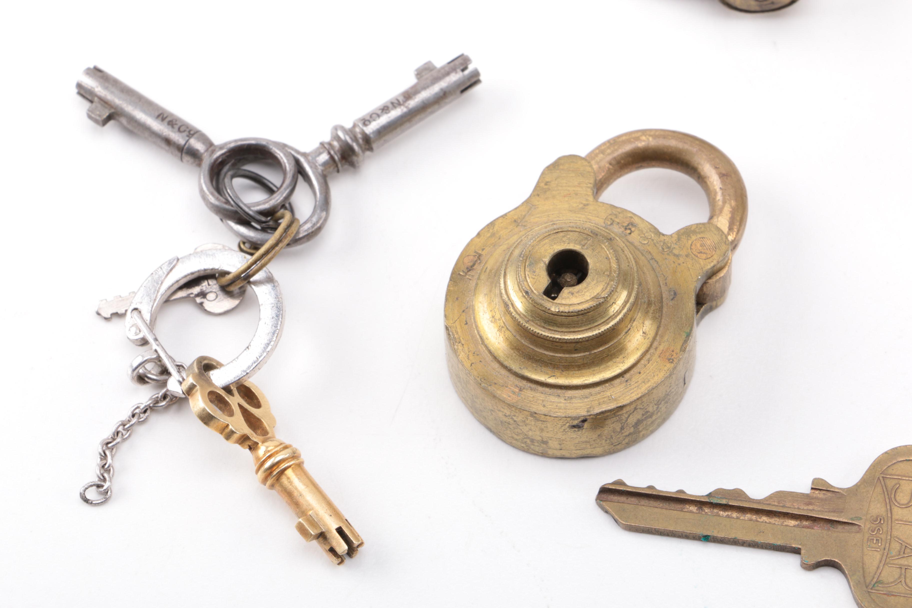 Selection of Brass Locks and Keys