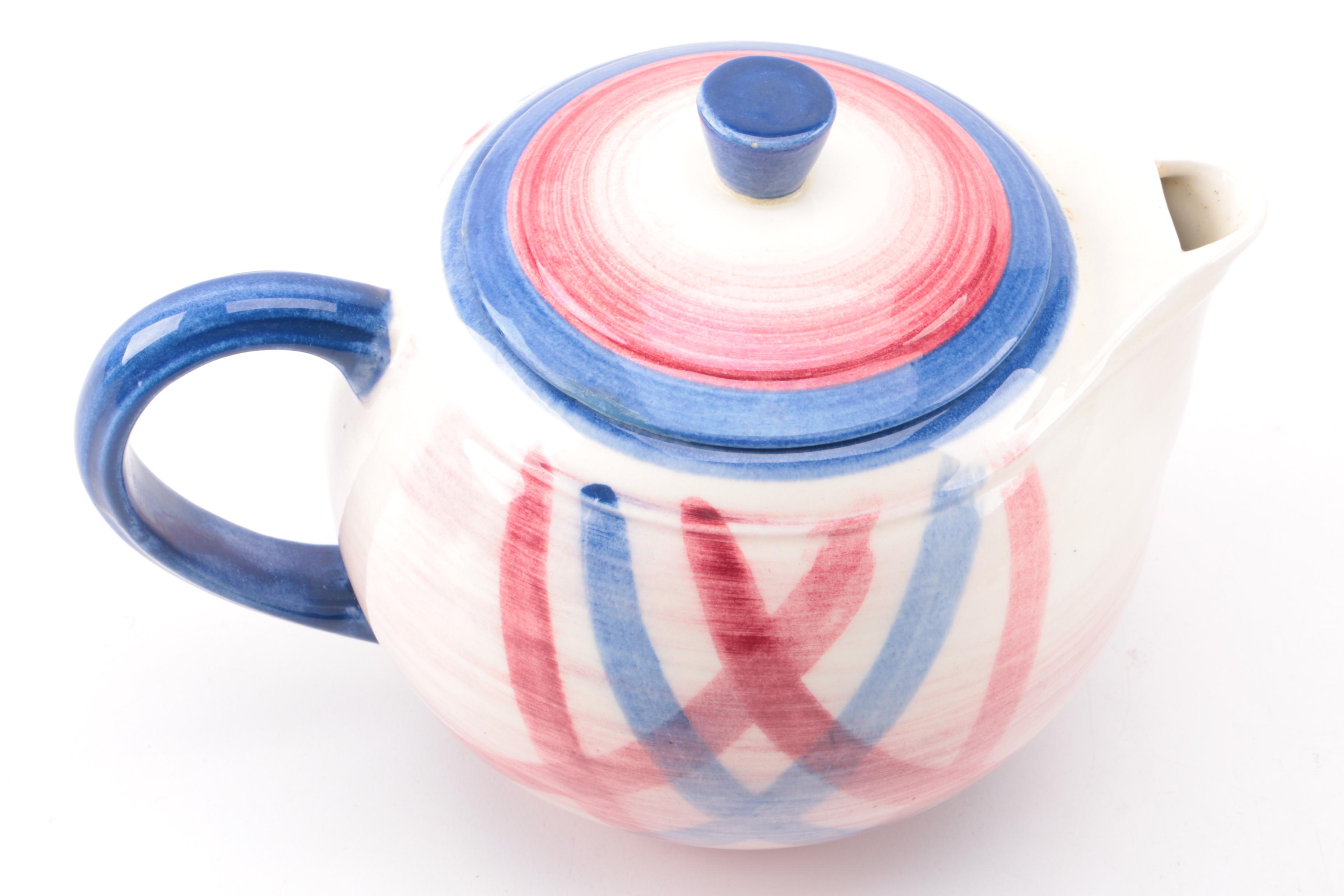 Vintage Vernon Kilns "Calico Pink Blue Plaid" Teapot