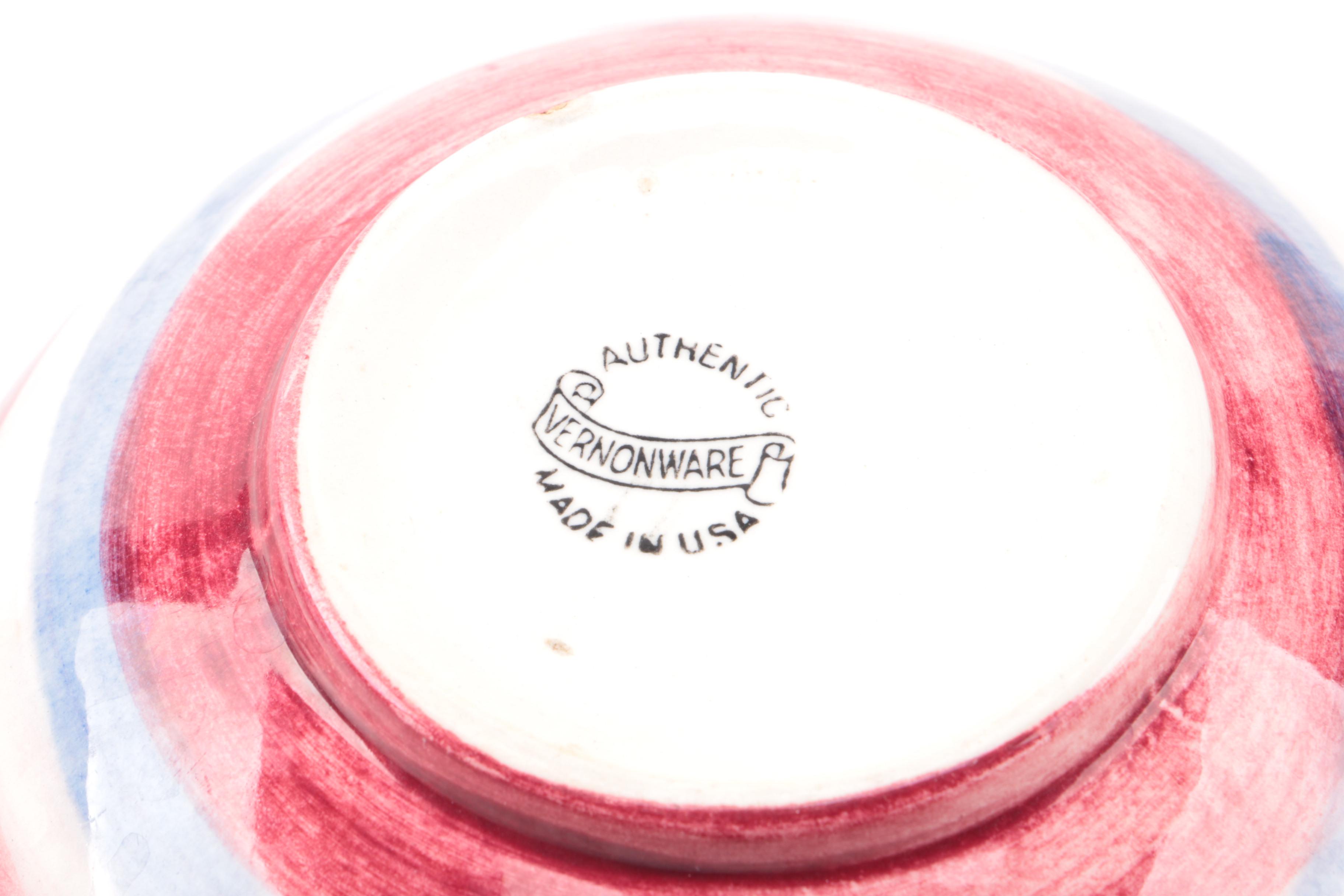 Vintage Vernon Kilns "Calico Pink Blue Plaid" Teapot