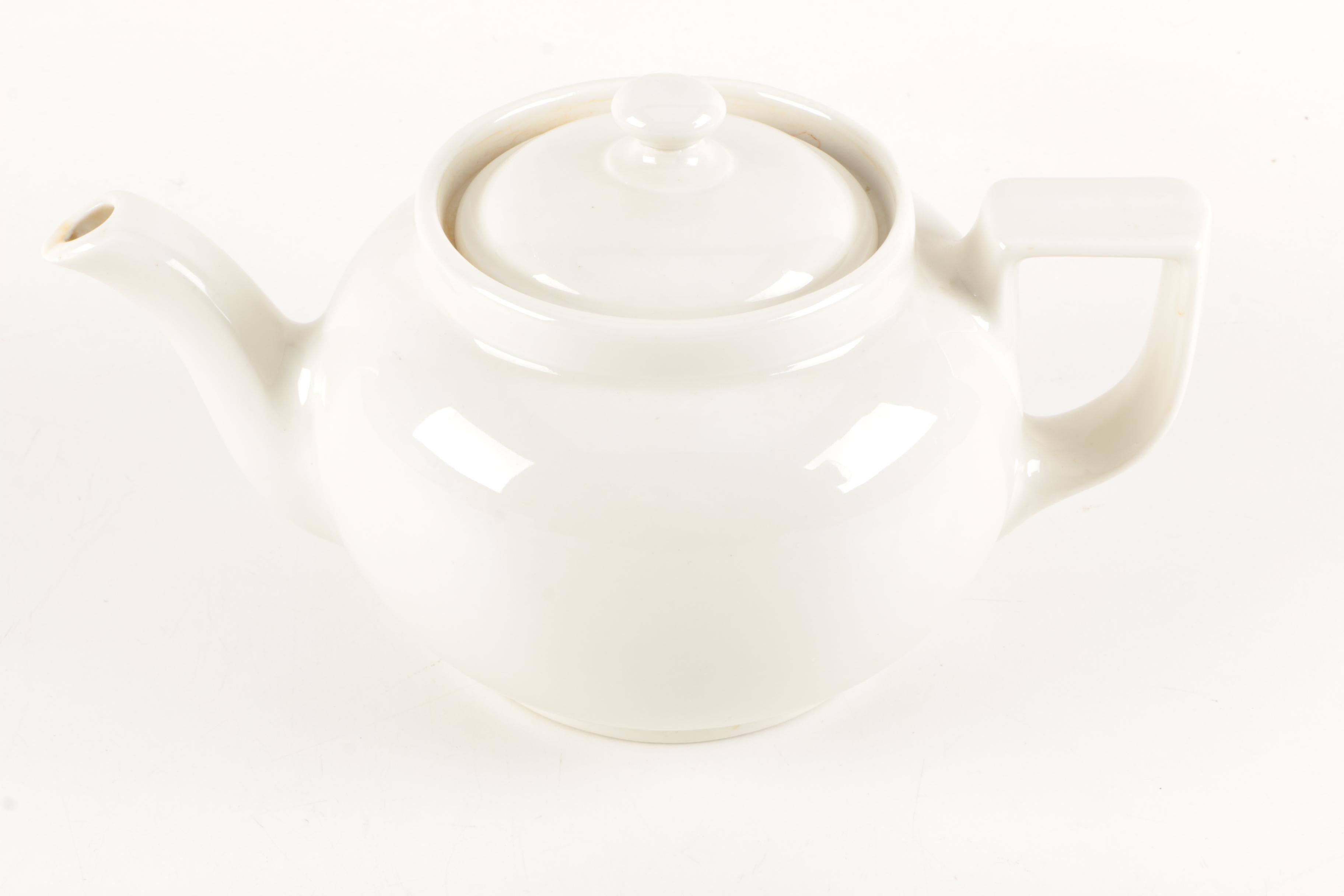 Hall White Teapot and Creamer