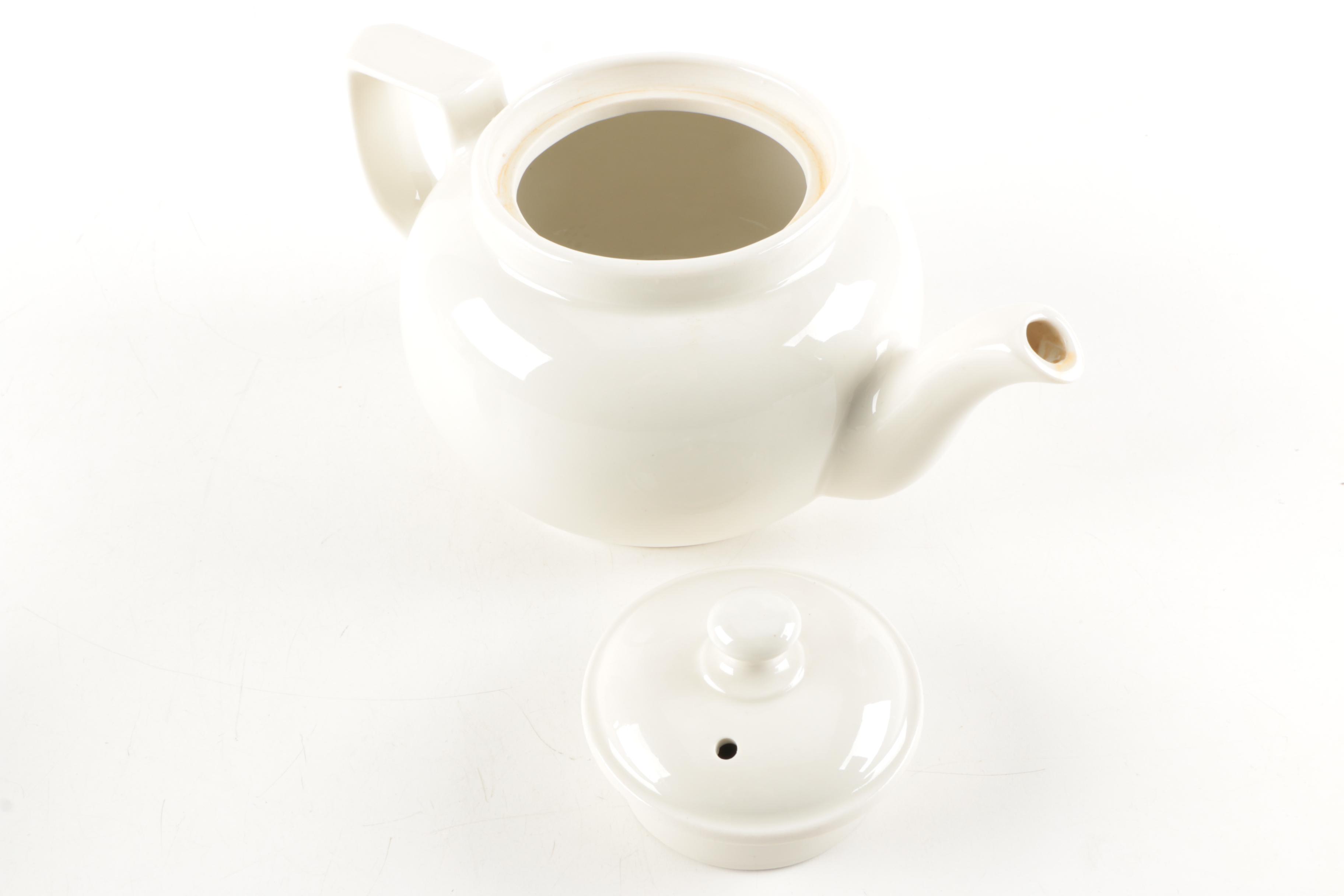 Hall White Teapot and Creamer