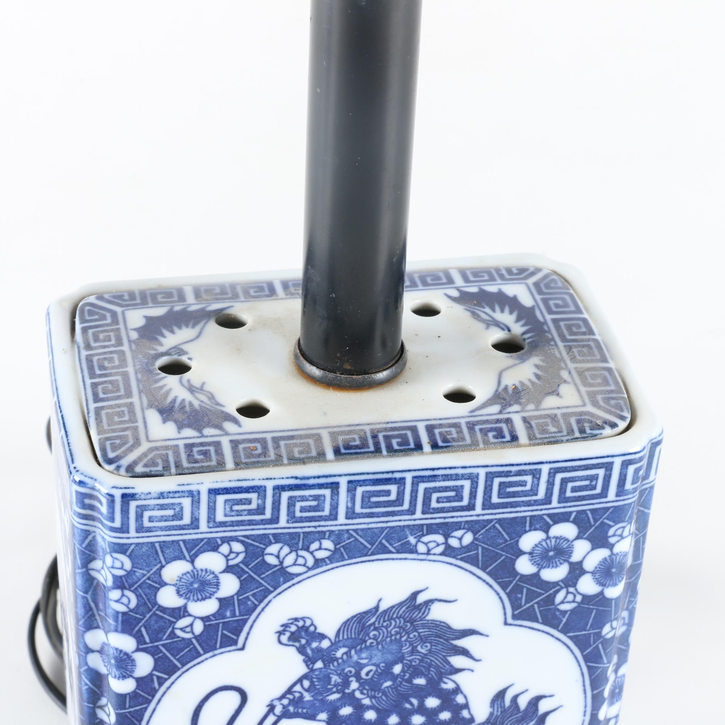 Blue & White Canister Porcelain Lamp