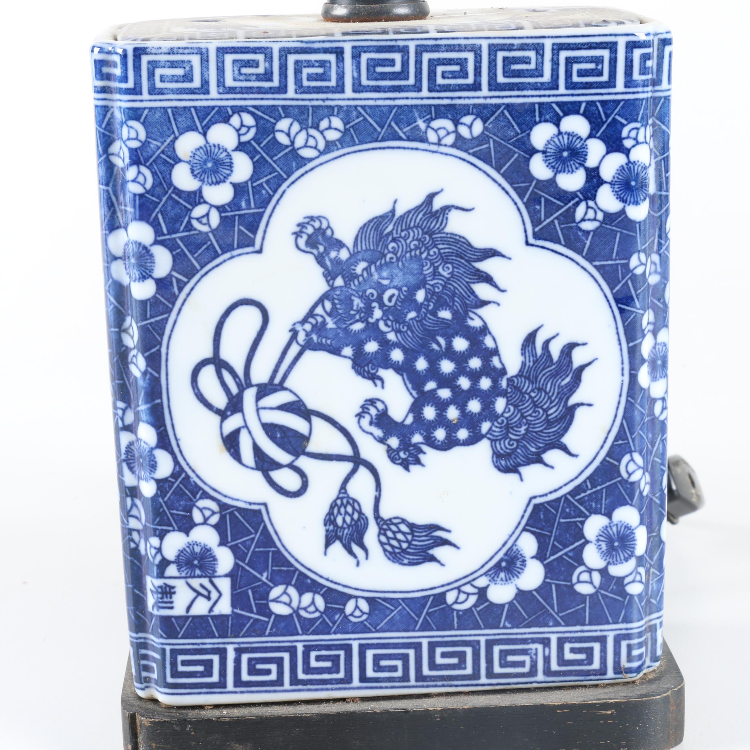Blue & White Canister Porcelain Lamp