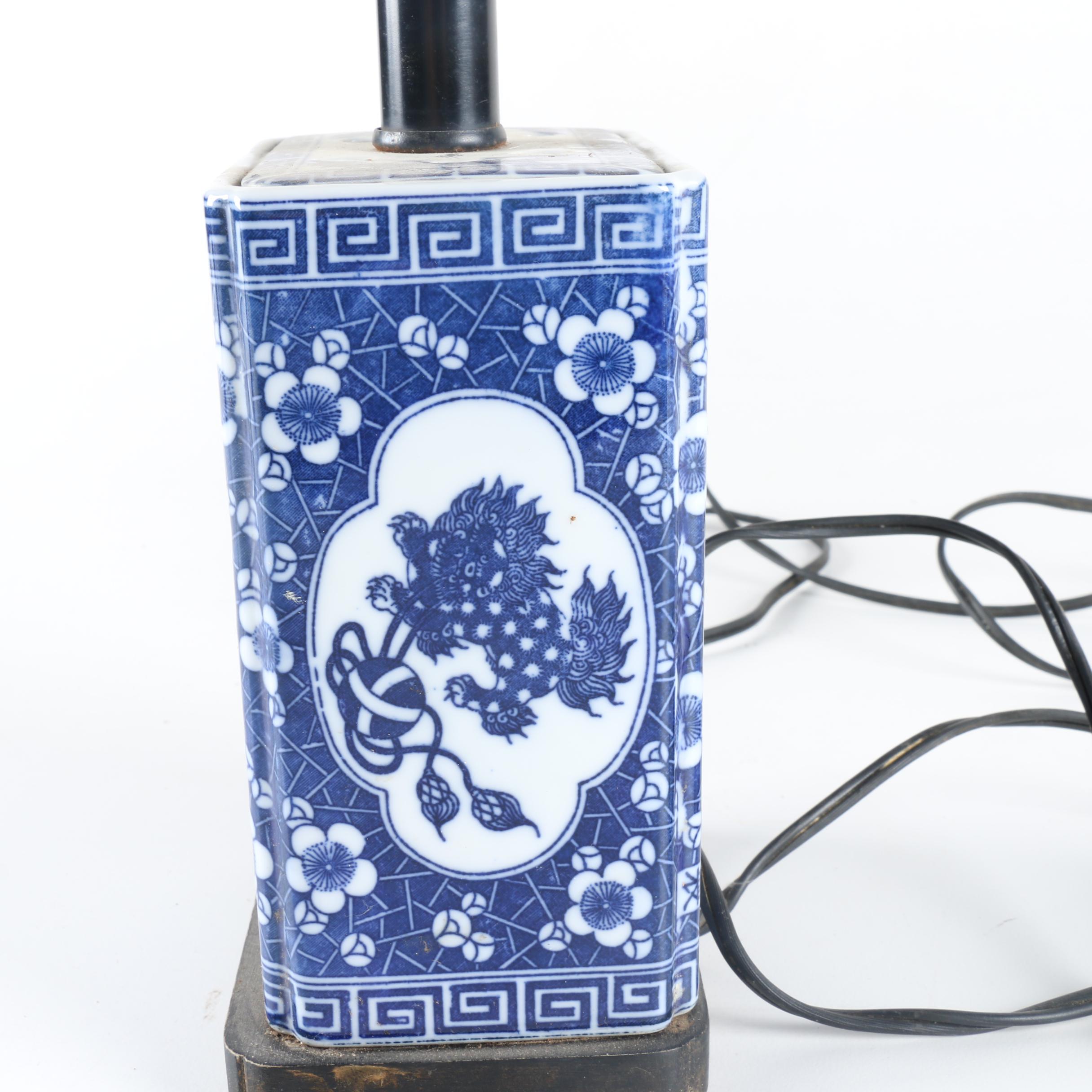 Blue & White Canister Porcelain Lamp