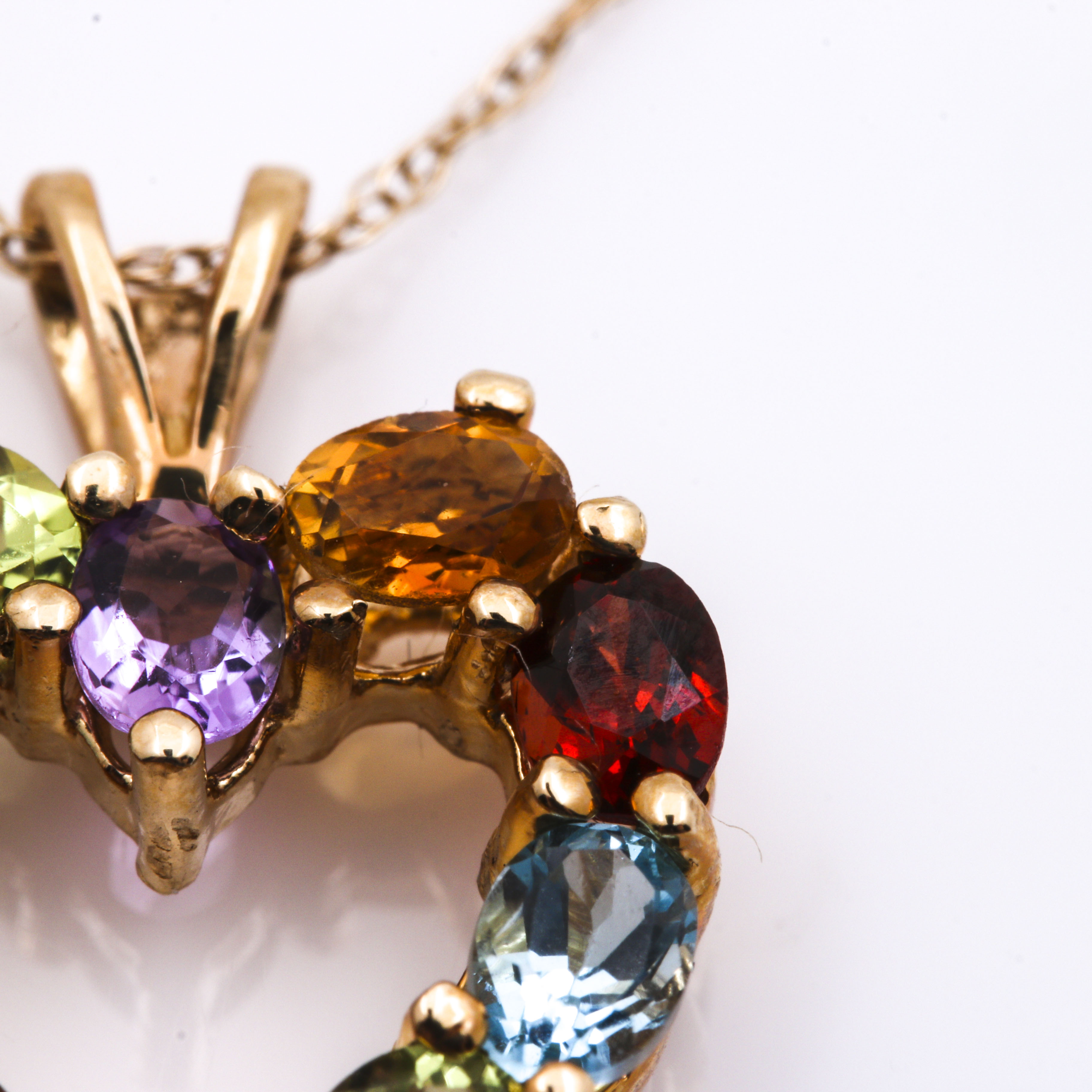10K Yellow Gold Gemstone Heart Pendant Necklace