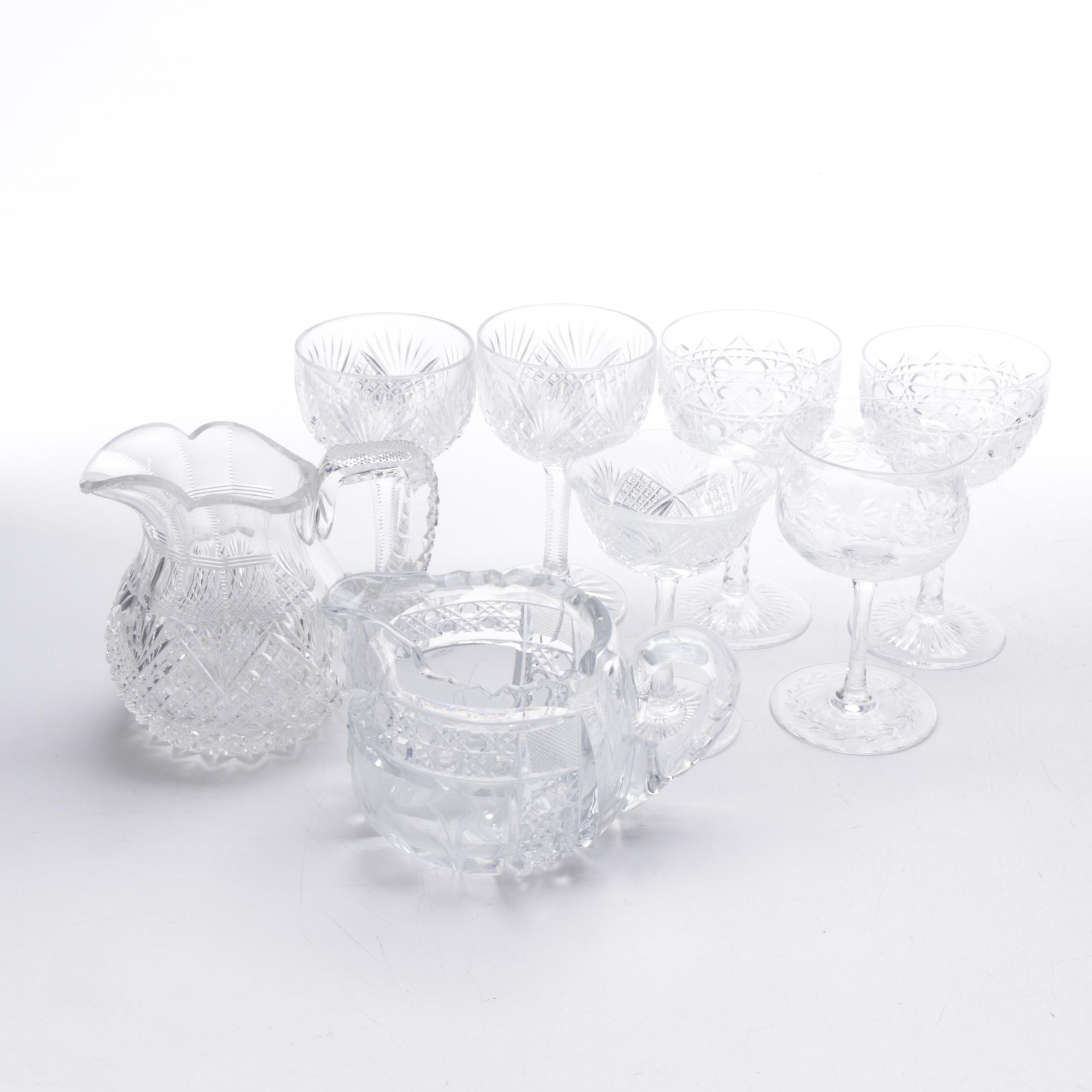 Antique and Vintage Cut Glass and Crystal Tableware including American Brilliant