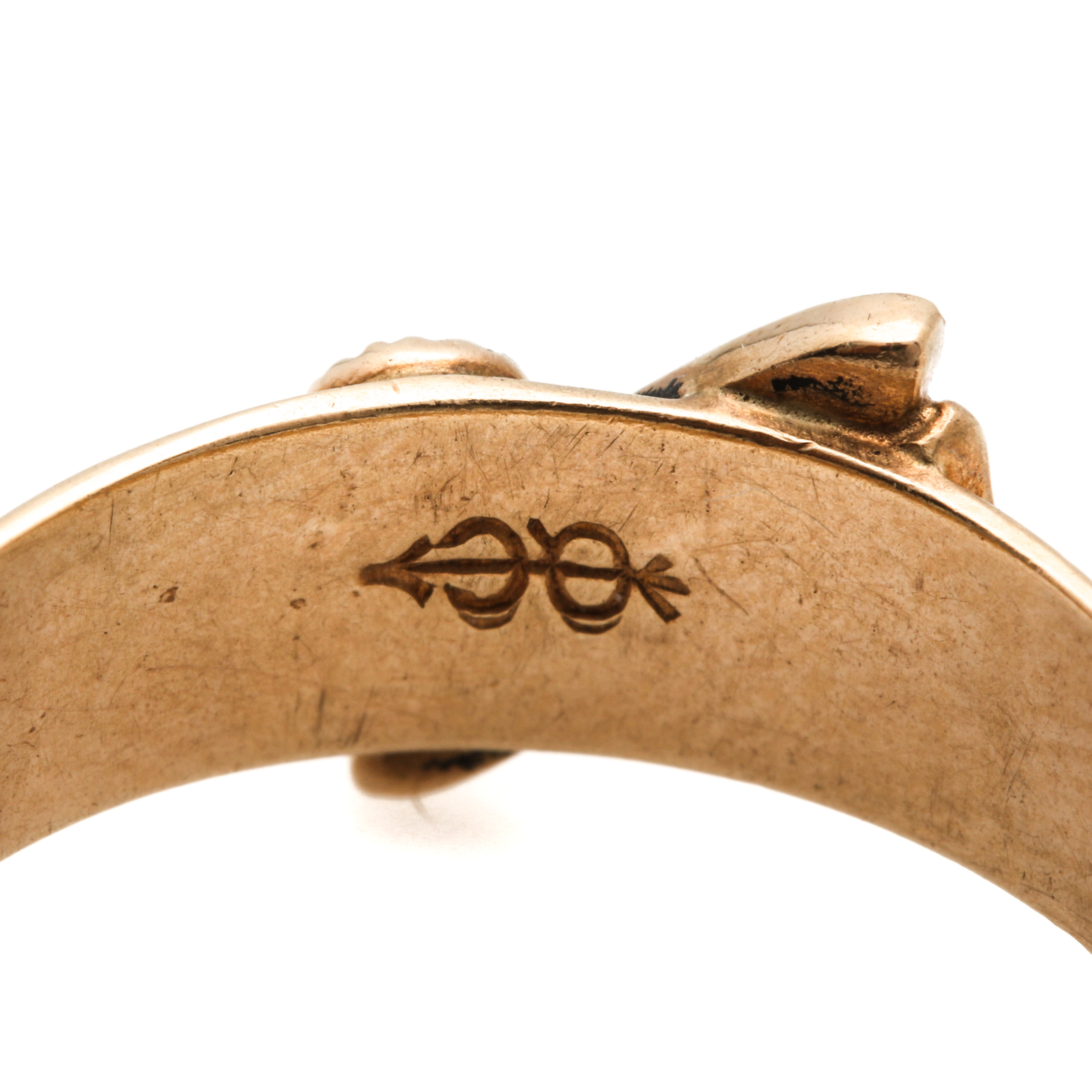 10K Yellow Gold Green Glass and Seed Pearl Ring