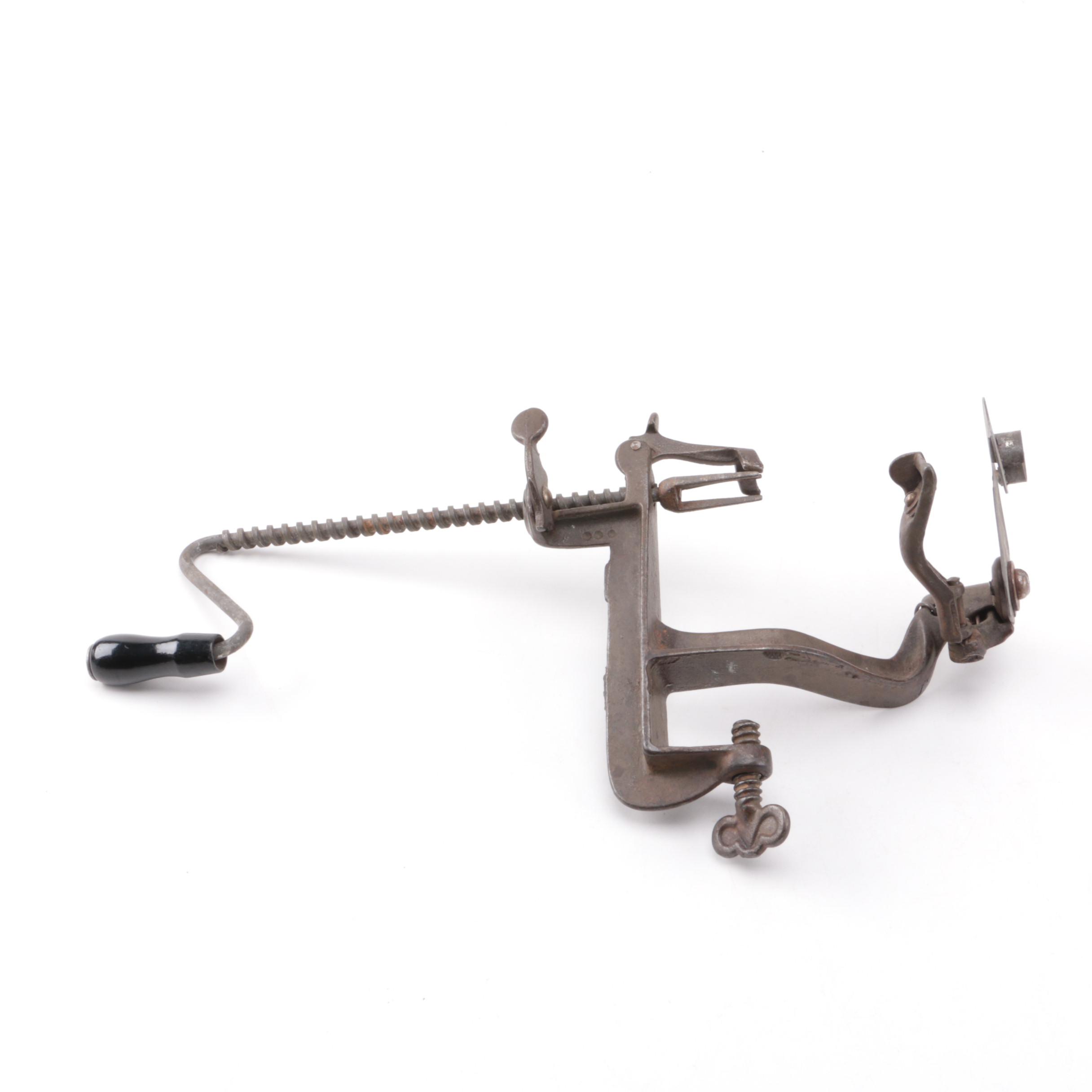 Table-Mounted Hand-Cranked Apple Peeler and Corer