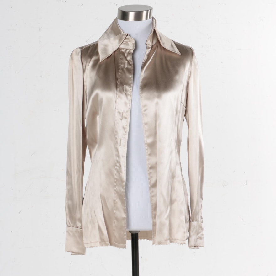 Women's Vintage Cardinali Sample Handmade Satin Shirt