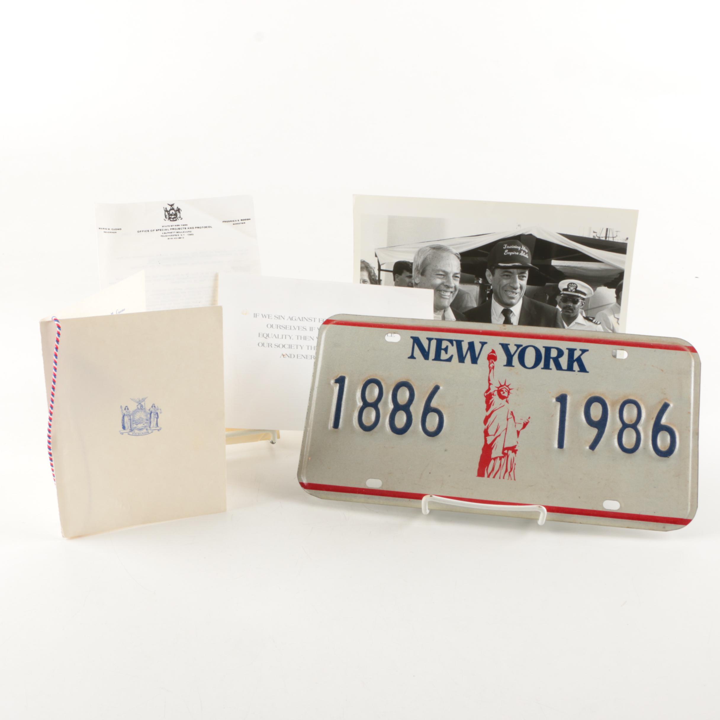 Statue of Liberty Centennial Memorabilia  And Signed Mario Cuomo Invitation