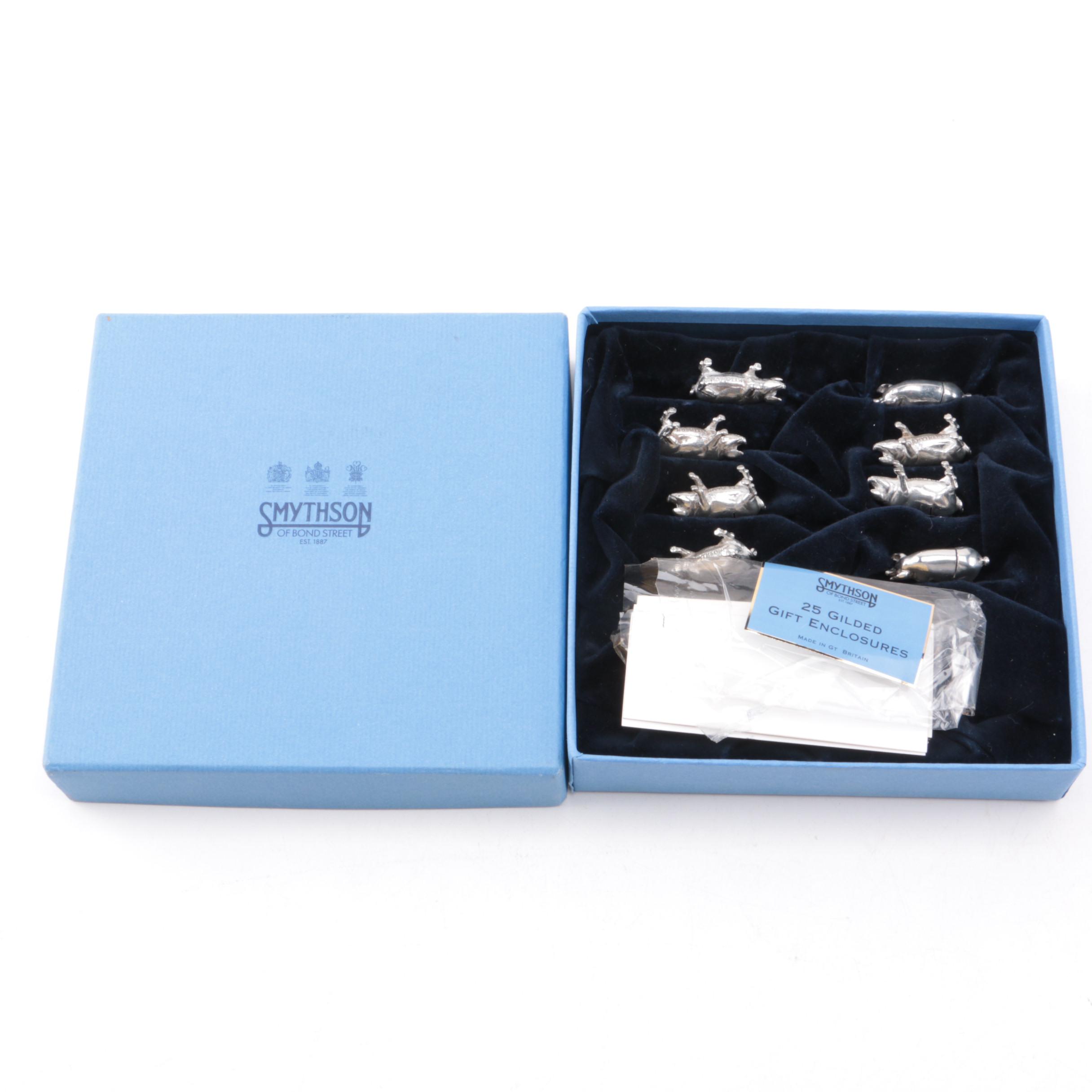 Smythson Silver Tone Pig Place Card Holders