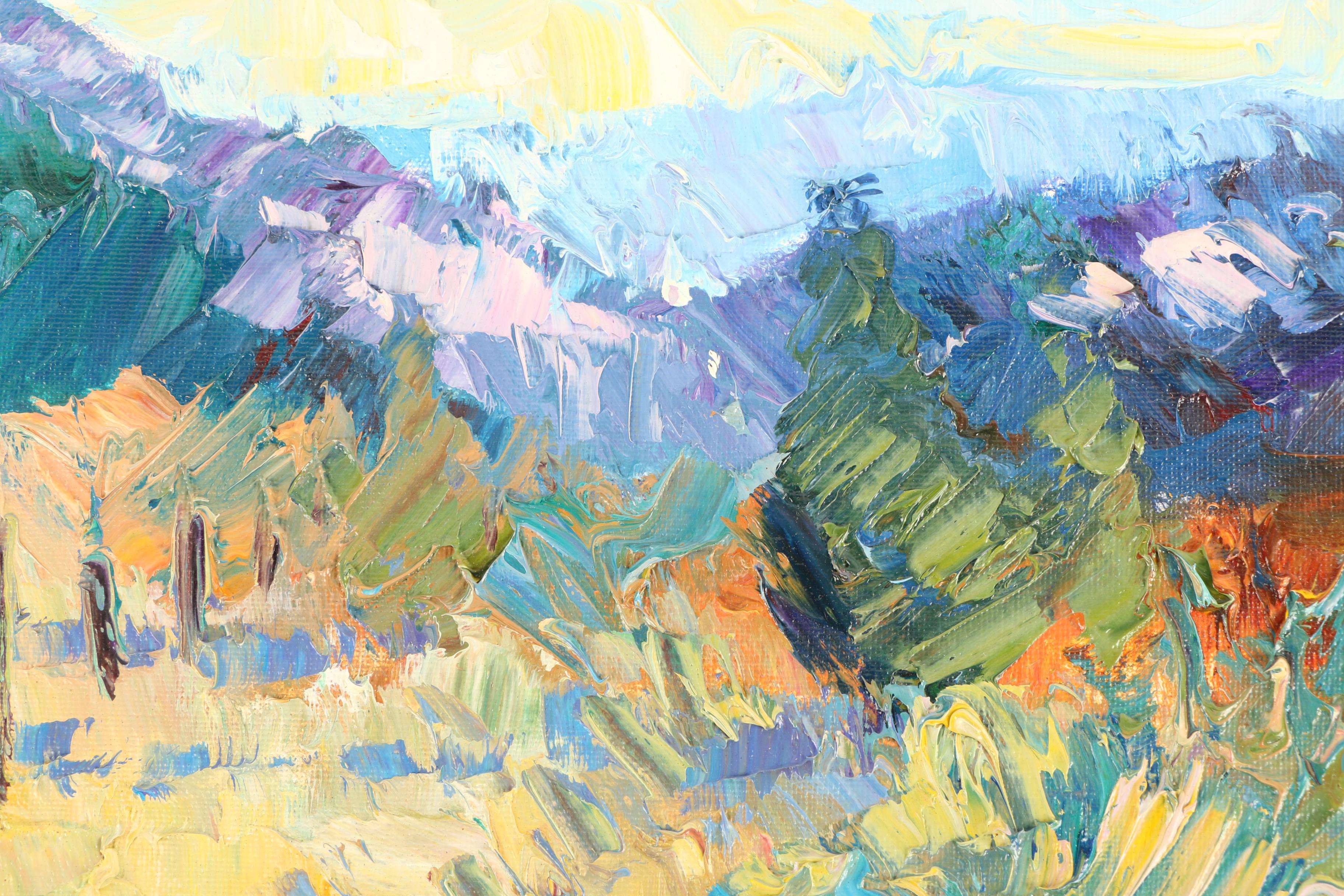 Jose Trujillo Oil Painting on Canvas Board "Near the Mountain"