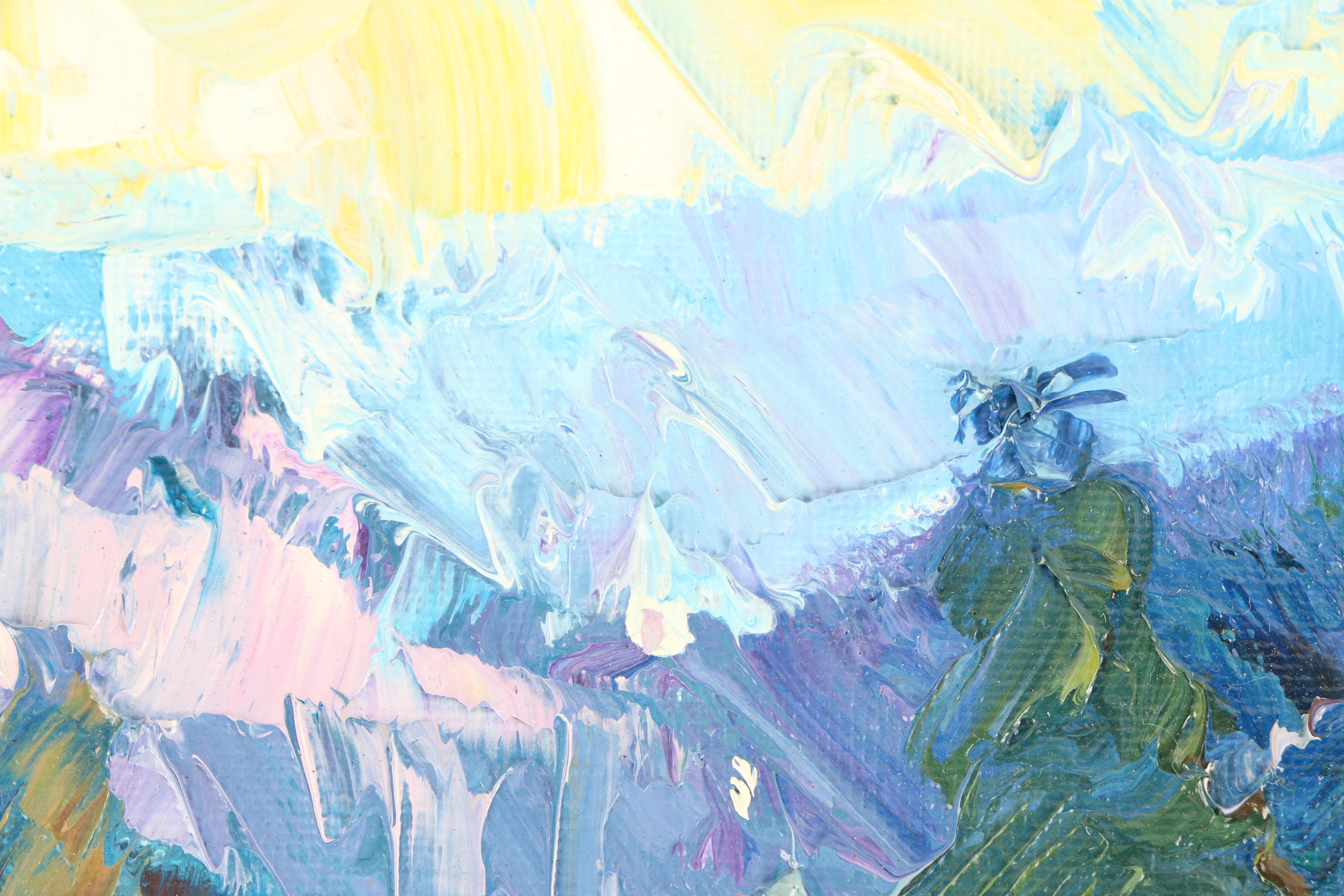 Jose Trujillo Oil Painting on Canvas Board "Near the Mountain"