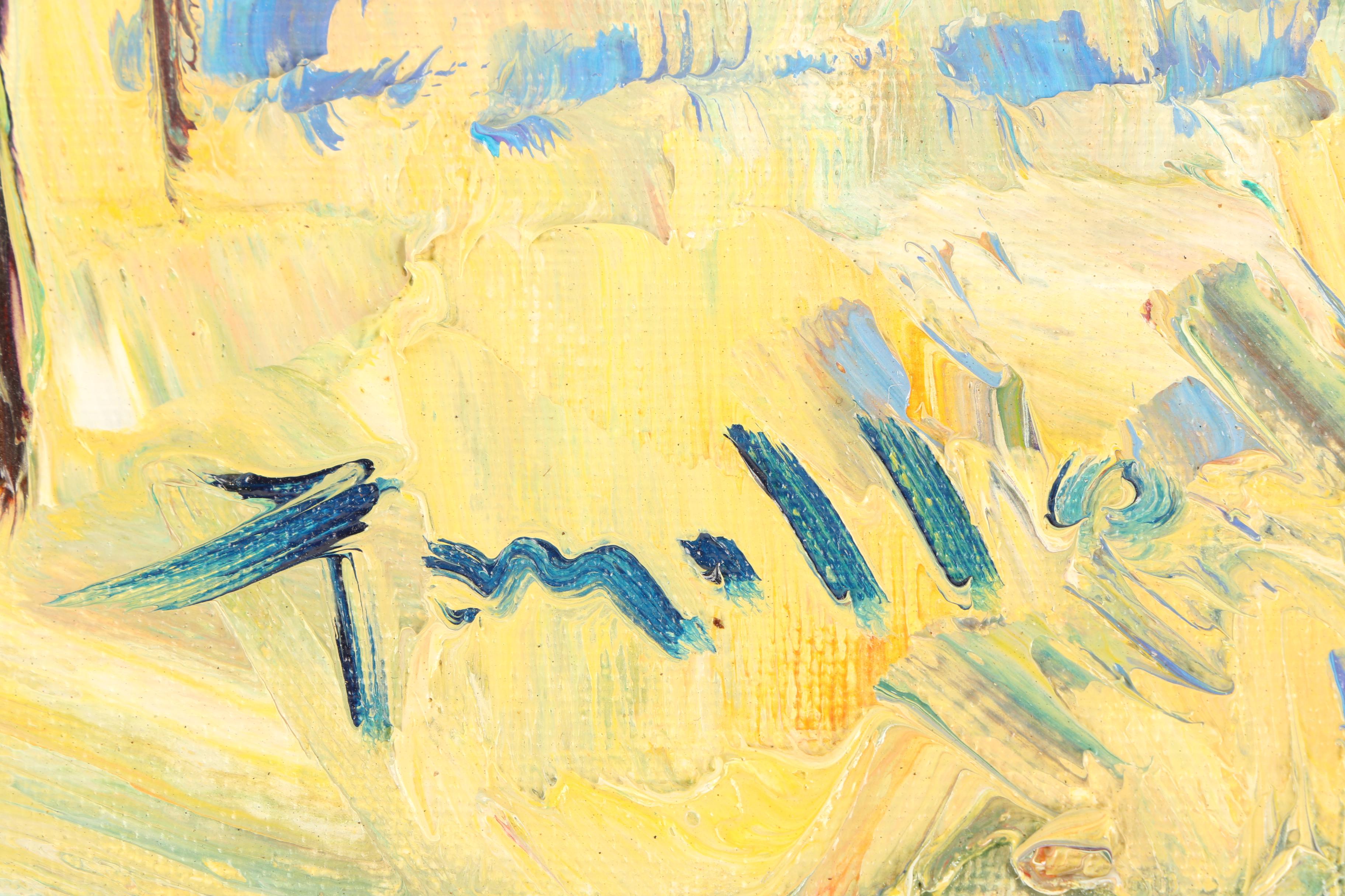 Jose Trujillo Oil Painting on Canvas Board "Near the Mountain"