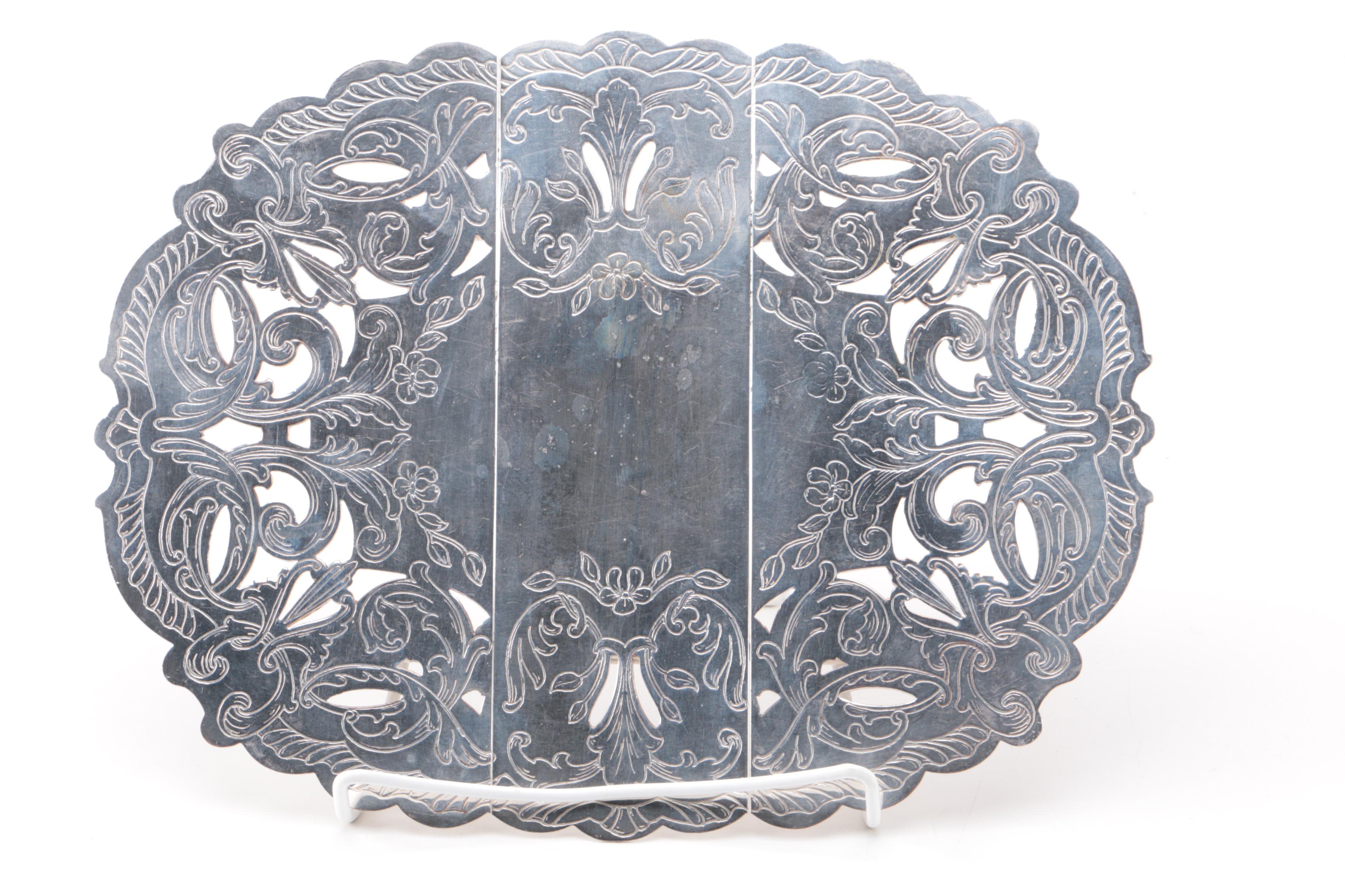 Silver Plate Serving Trays and Expanding Trivet Including Towle