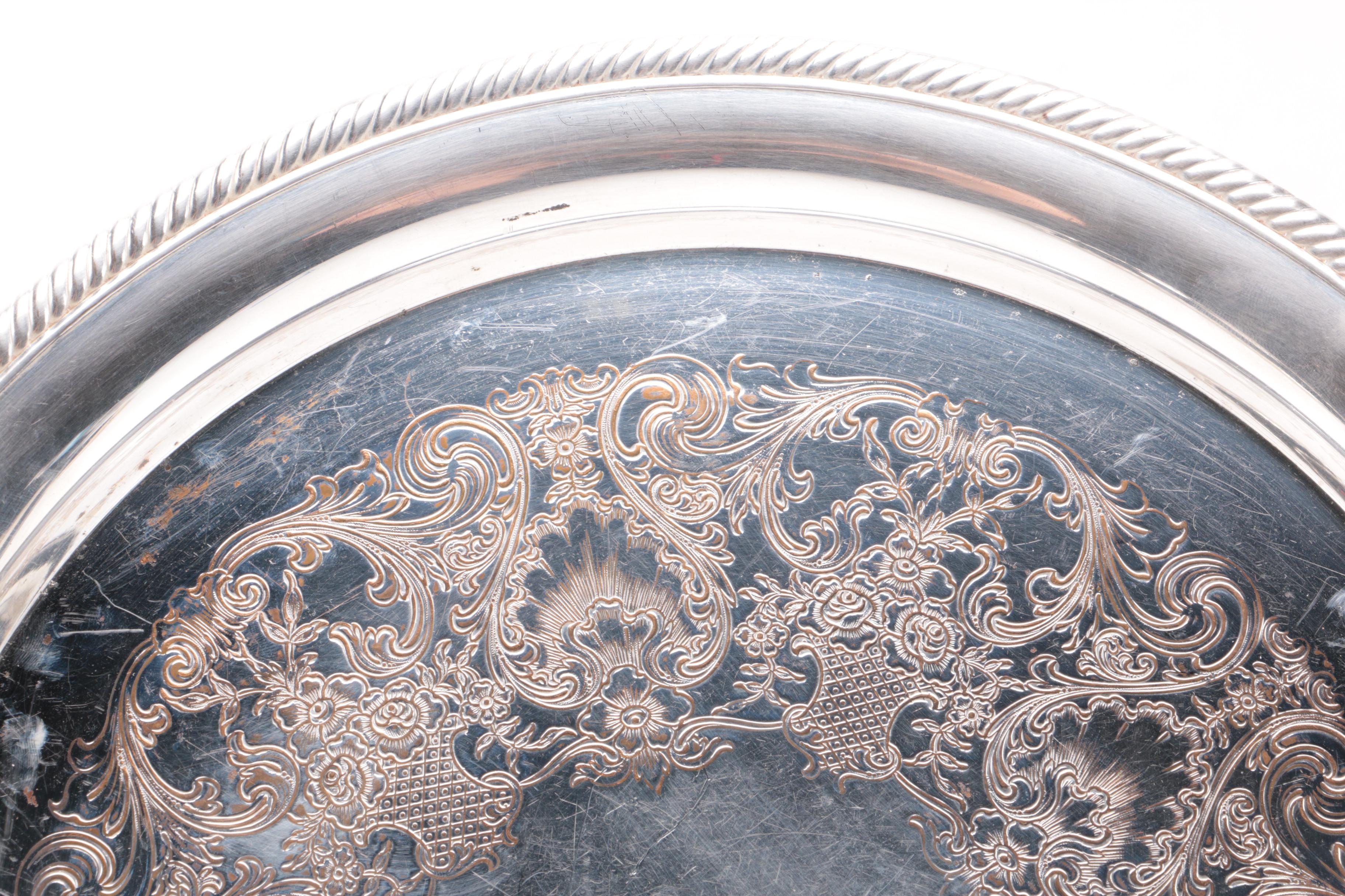 Silver Plate Serving Trays and Expanding Trivet Including Towle