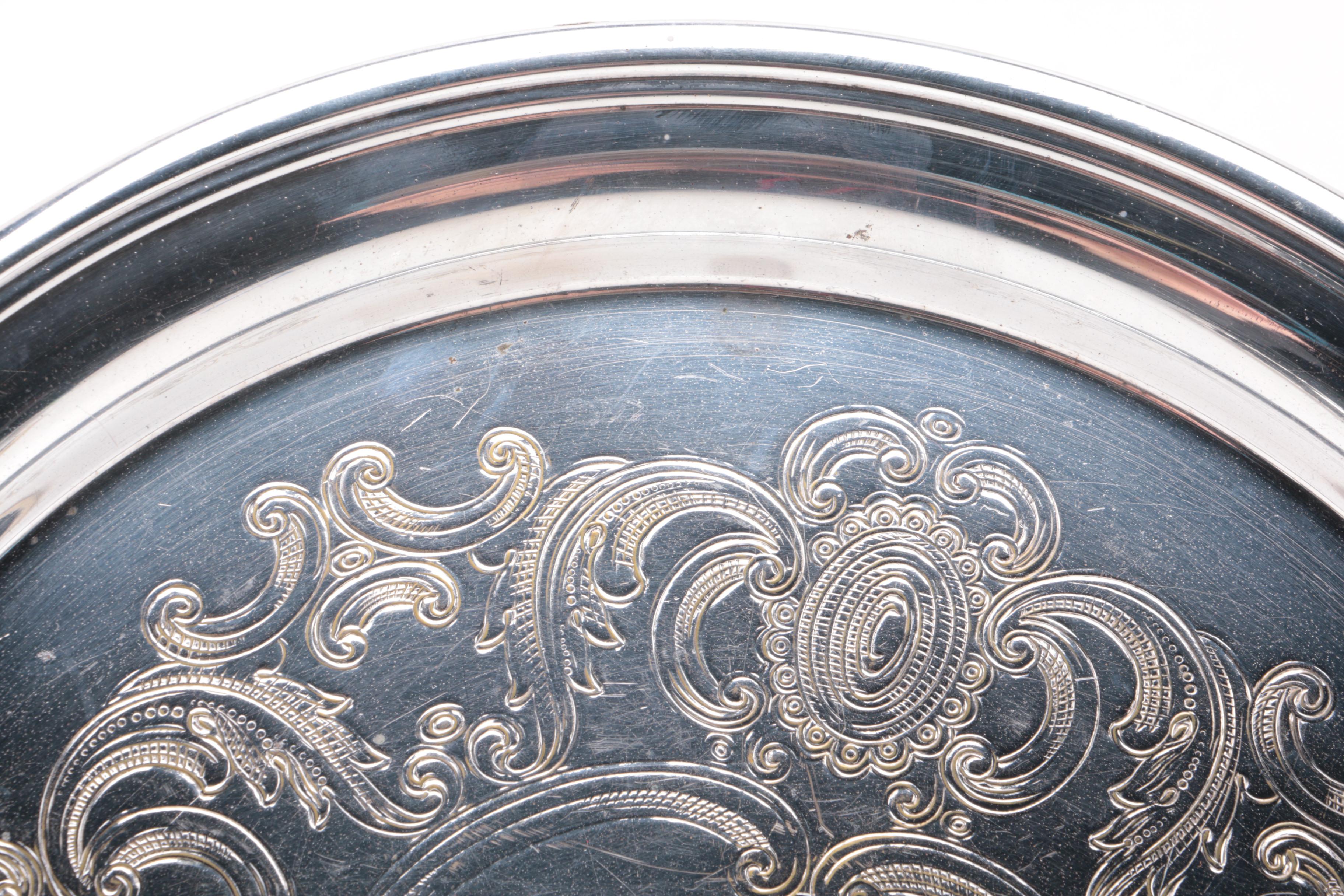 Silver Plate Serving Trays and Expanding Trivet Including Towle