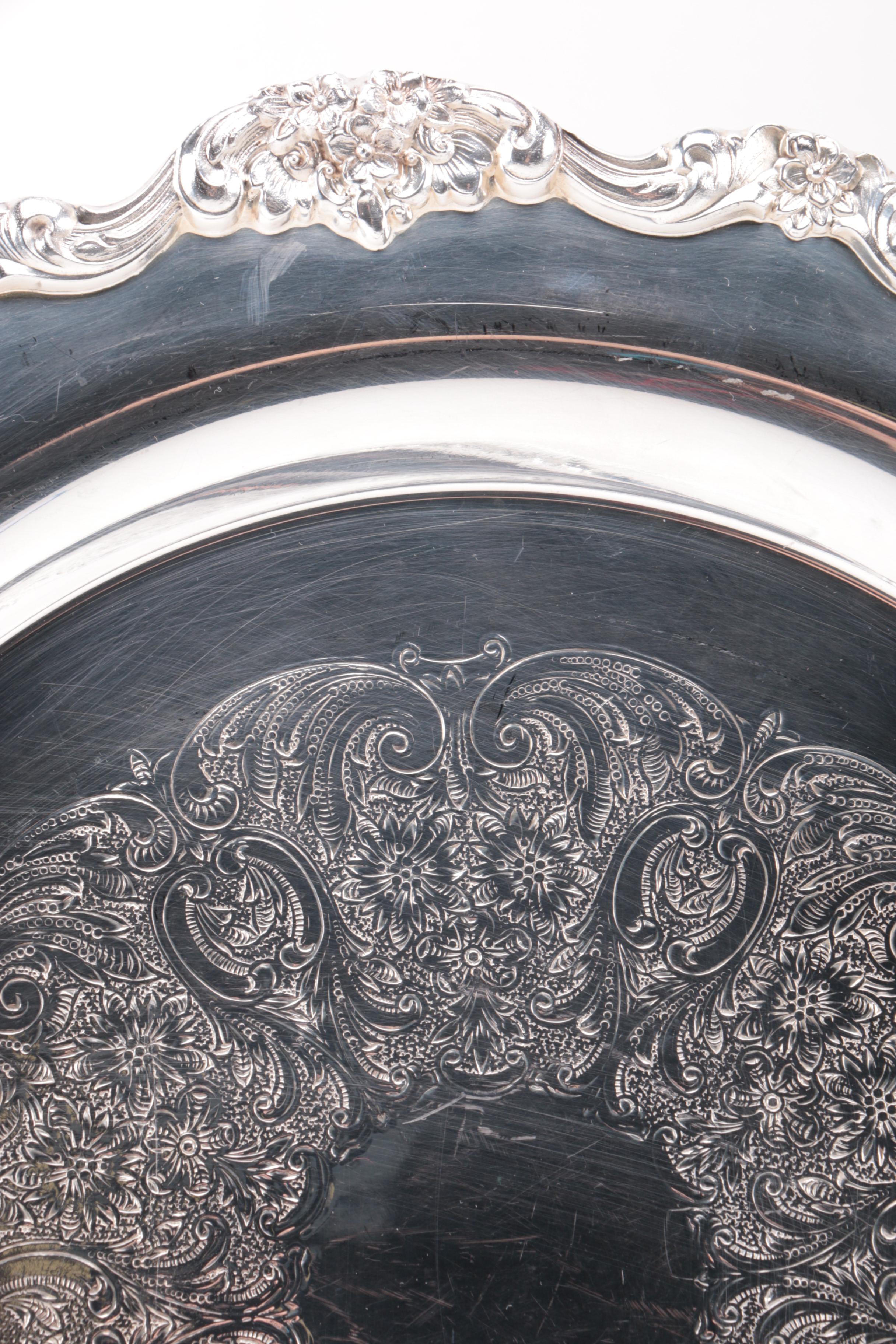 Silver Plate Serving Trays and Expanding Trivet Including Towle