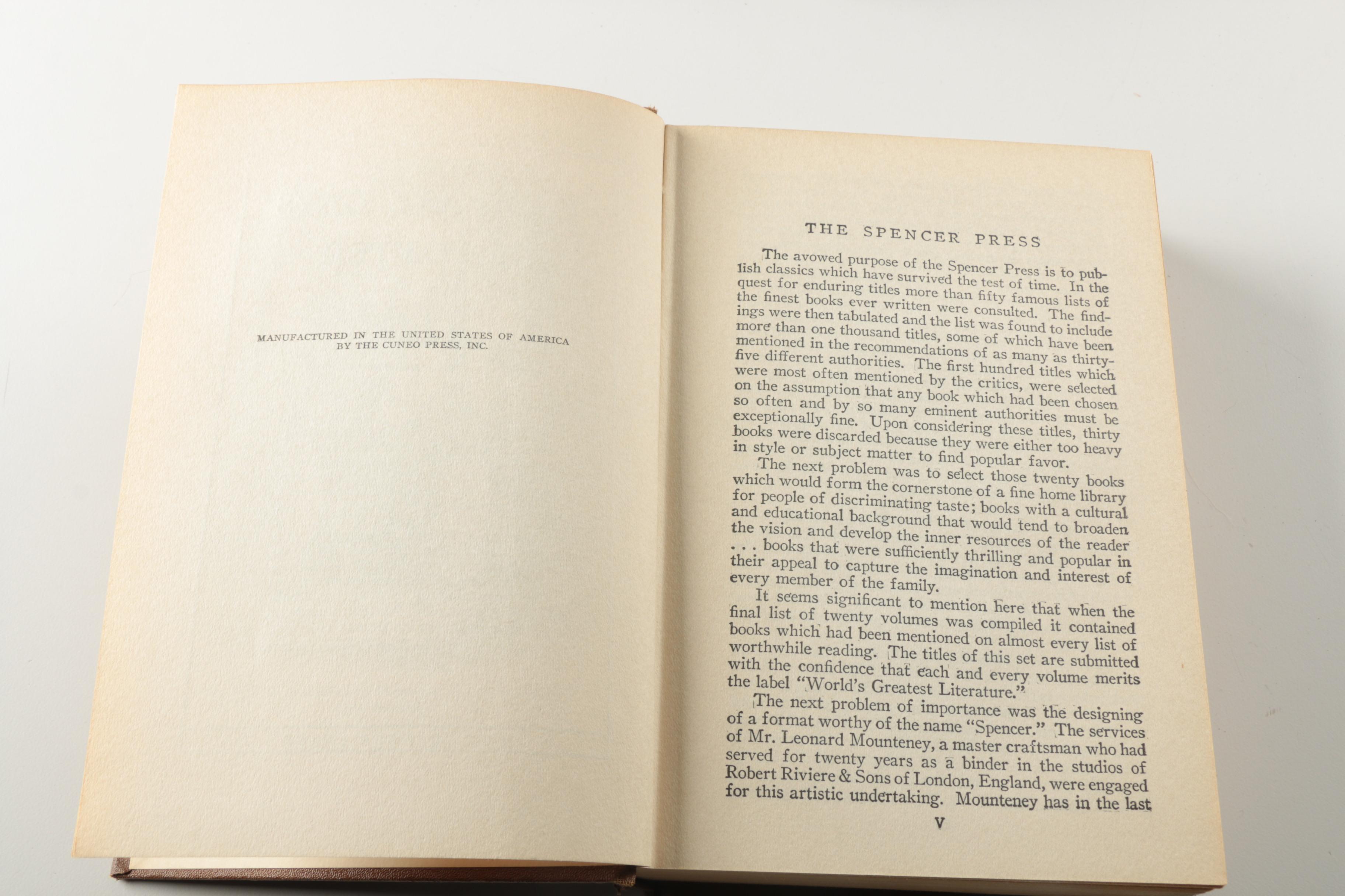 Vintage Complete Set of 1936 "World's Greatest Literature" Volumes