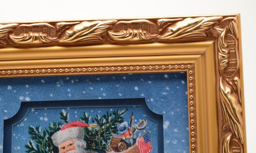 Group of Merck Family's Framed Shadow Box Christmas Santa Pictures