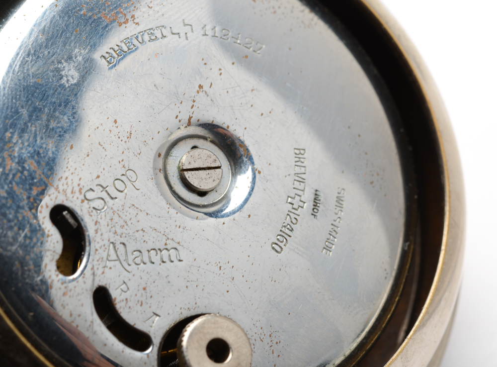 Vintage Swiss Made Brevet Travel Alarm Clock