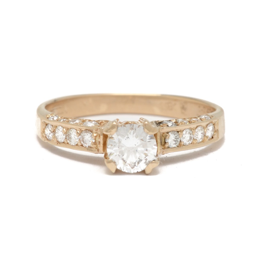 Batella 18K Yellow Gold Diamond Engagement Ring