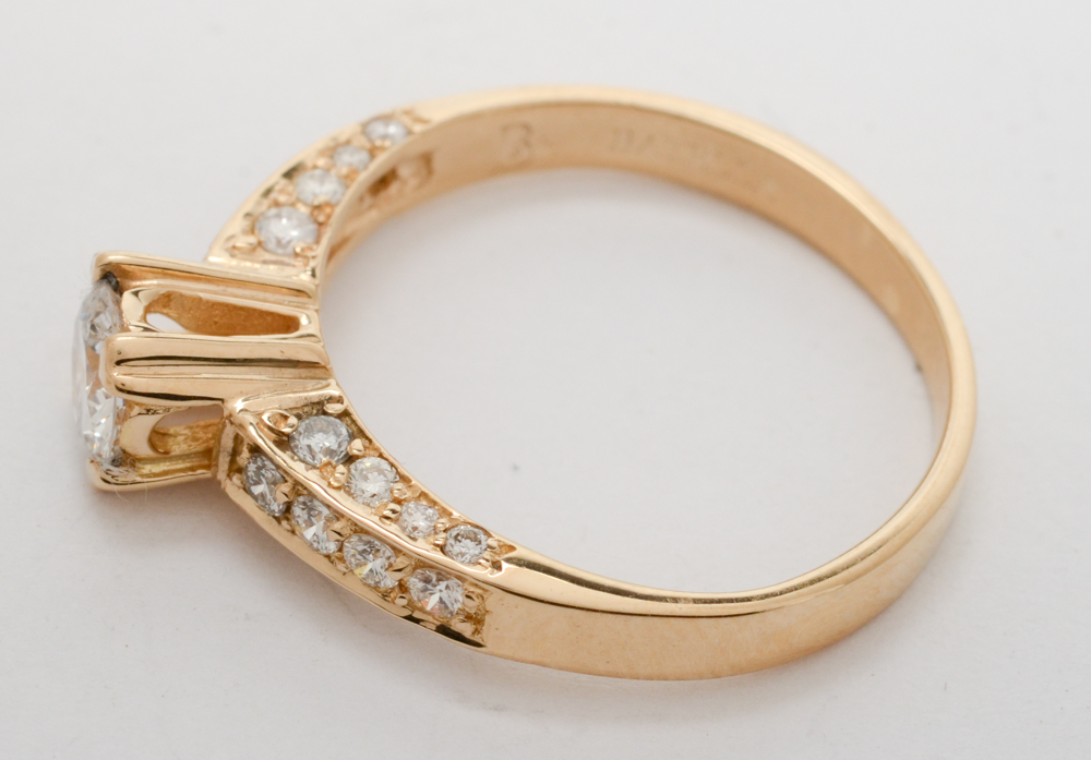 Batella 18K Yellow Gold Diamond Engagement Ring
