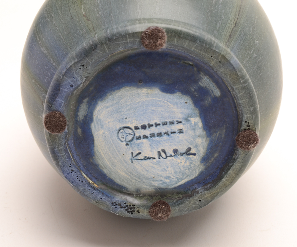 Signed Ephraim Pottery "Heirloom Blackberry" Short Vase by Ken Nekola