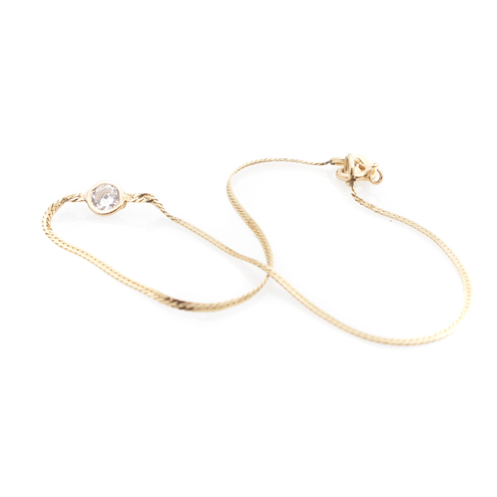 14K Yellow Gold and Cubic Zirconia Bracelet