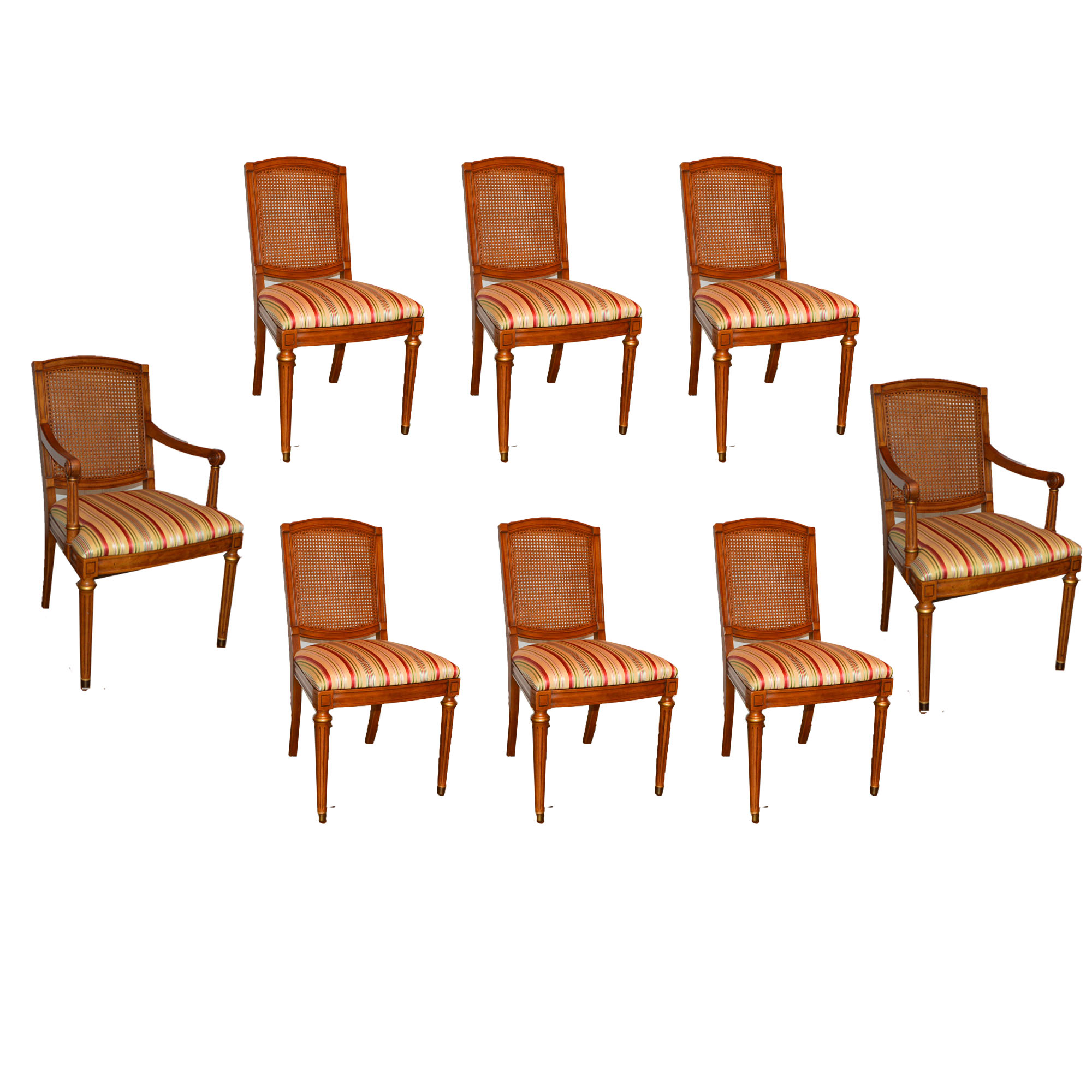 French Louis XVI Style Cane Back Dining Chairs by Henredon