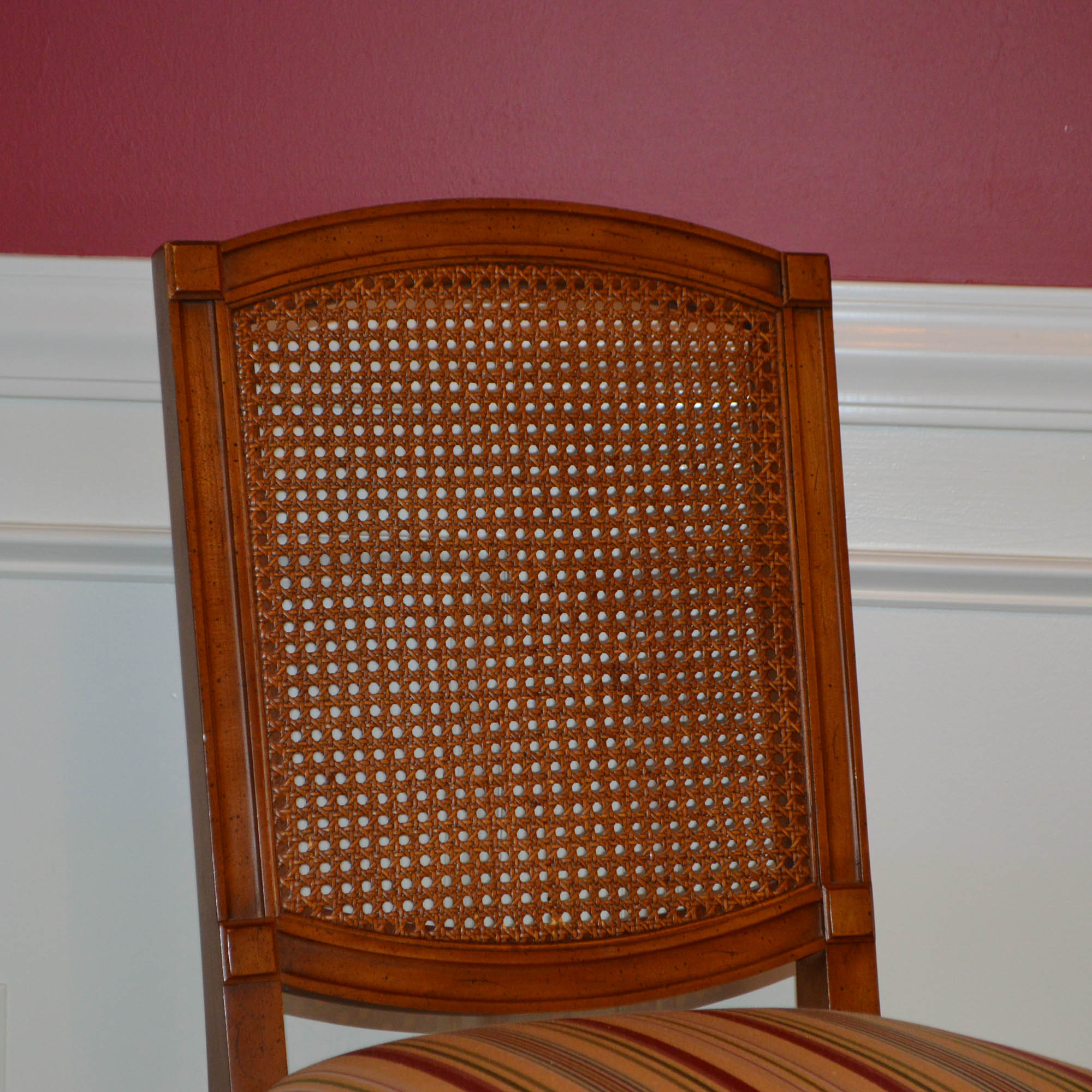 French Louis XVI Style Cane Back Dining Chairs by Henredon