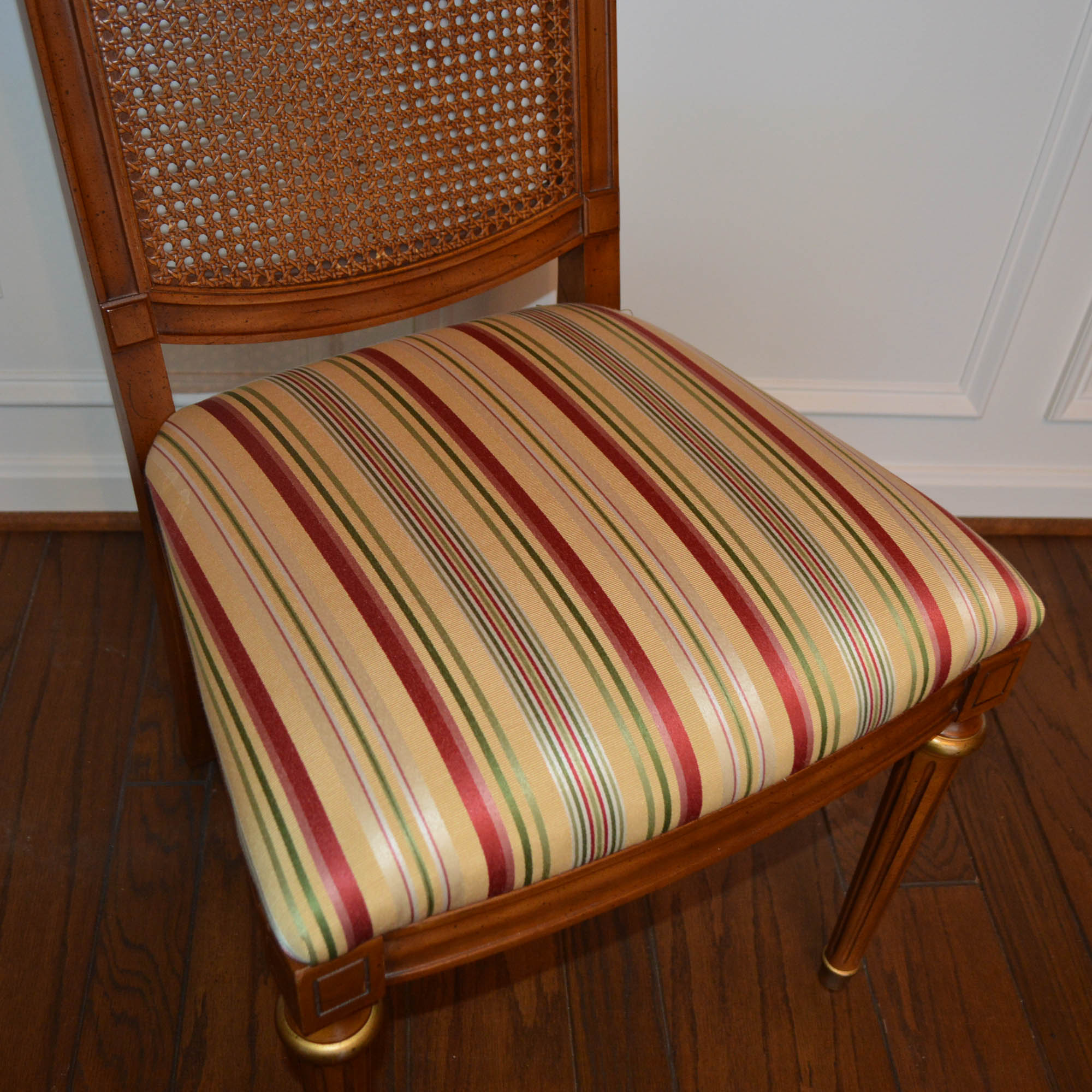 French Louis XVI Style Cane Back Dining Chairs by Henredon