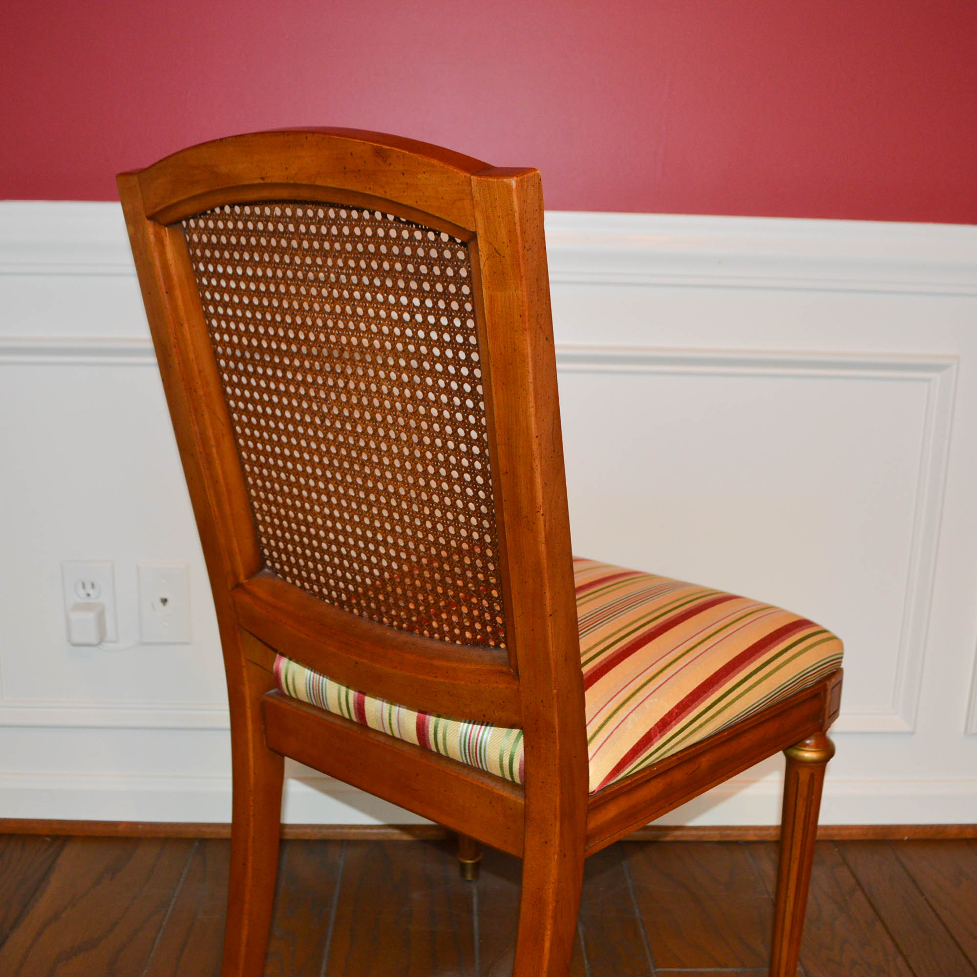 French Louis XVI Style Cane Back Dining Chairs by Henredon