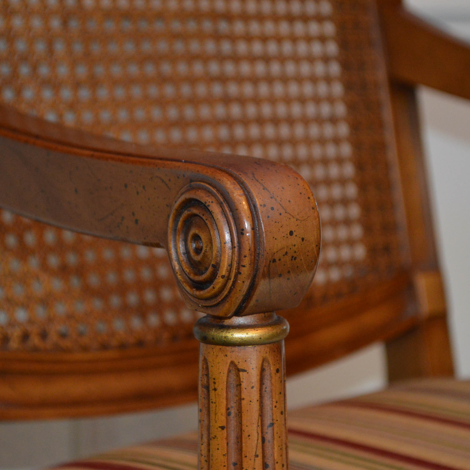 French Louis XVI Style Cane Back Dining Chairs by Henredon