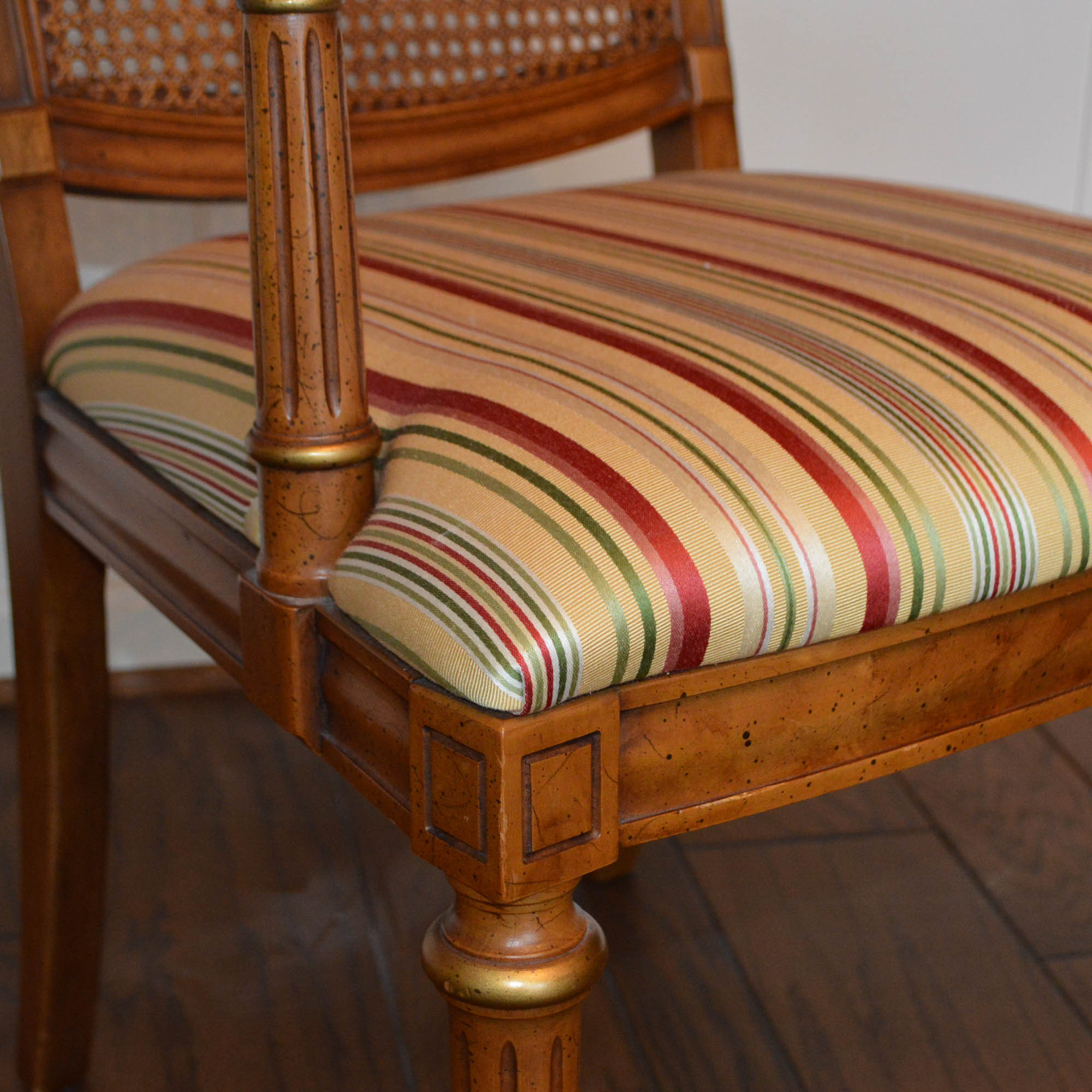 French Louis XVI Style Cane Back Dining Chairs by Henredon