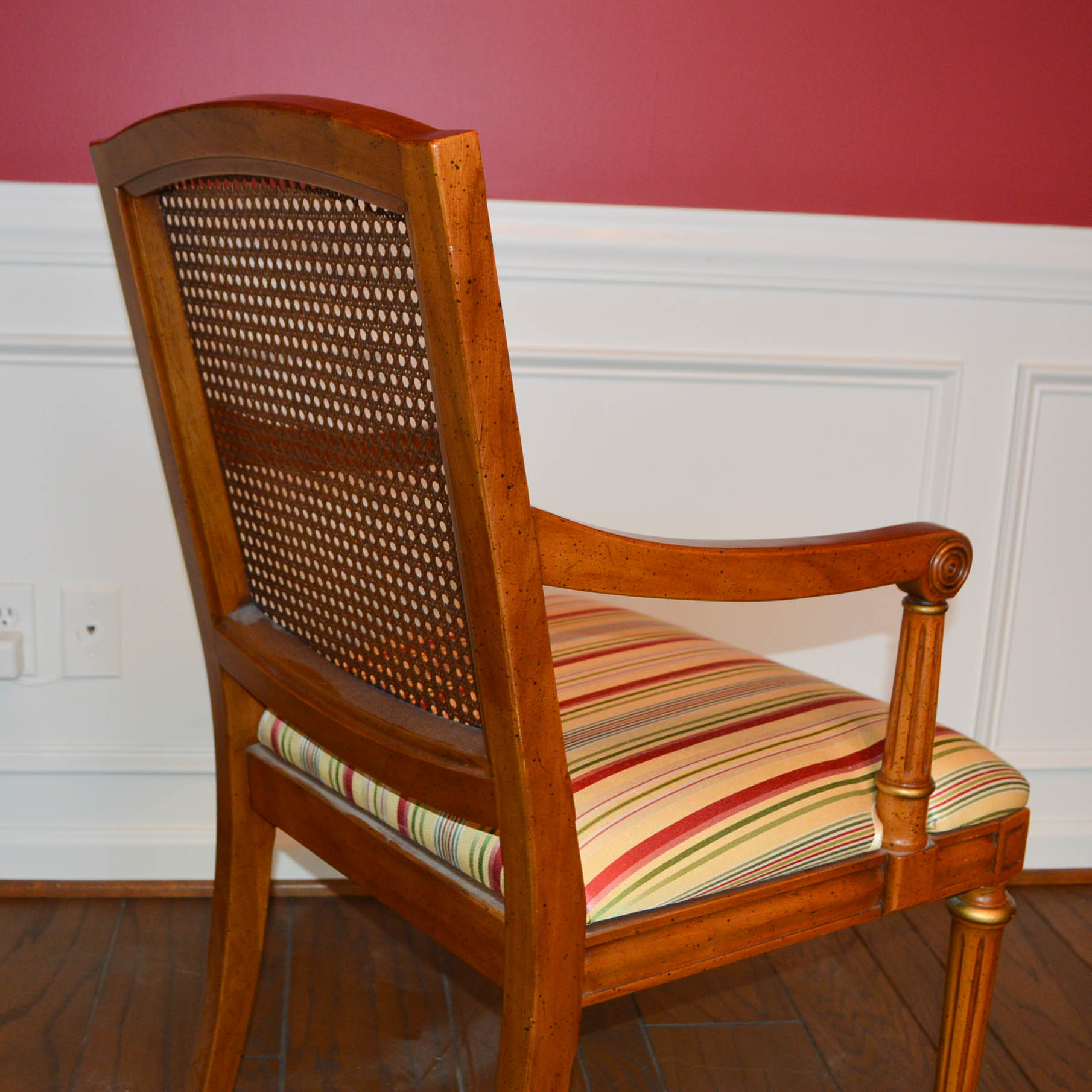 French Louis XVI Style Cane Back Dining Chairs by Henredon