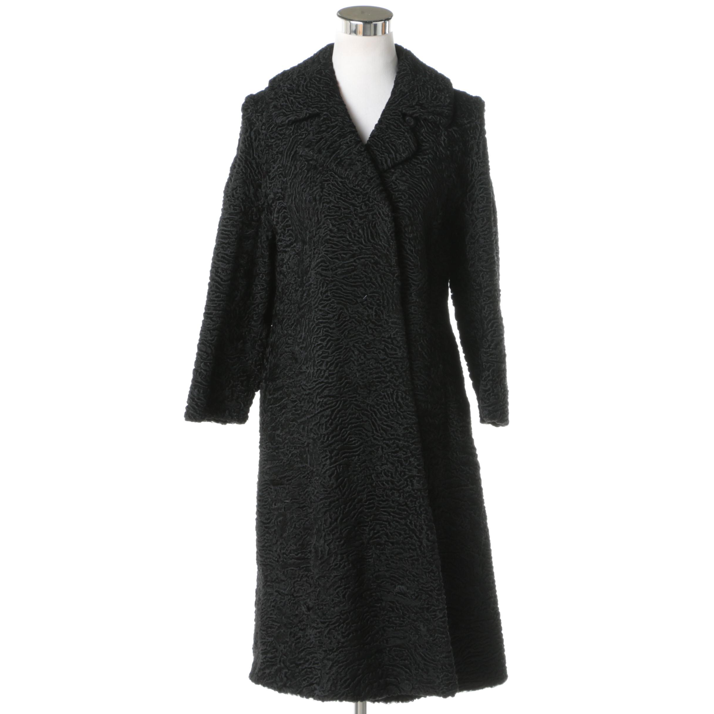 Vintage Saks Black Persian Lamb Fur Coat