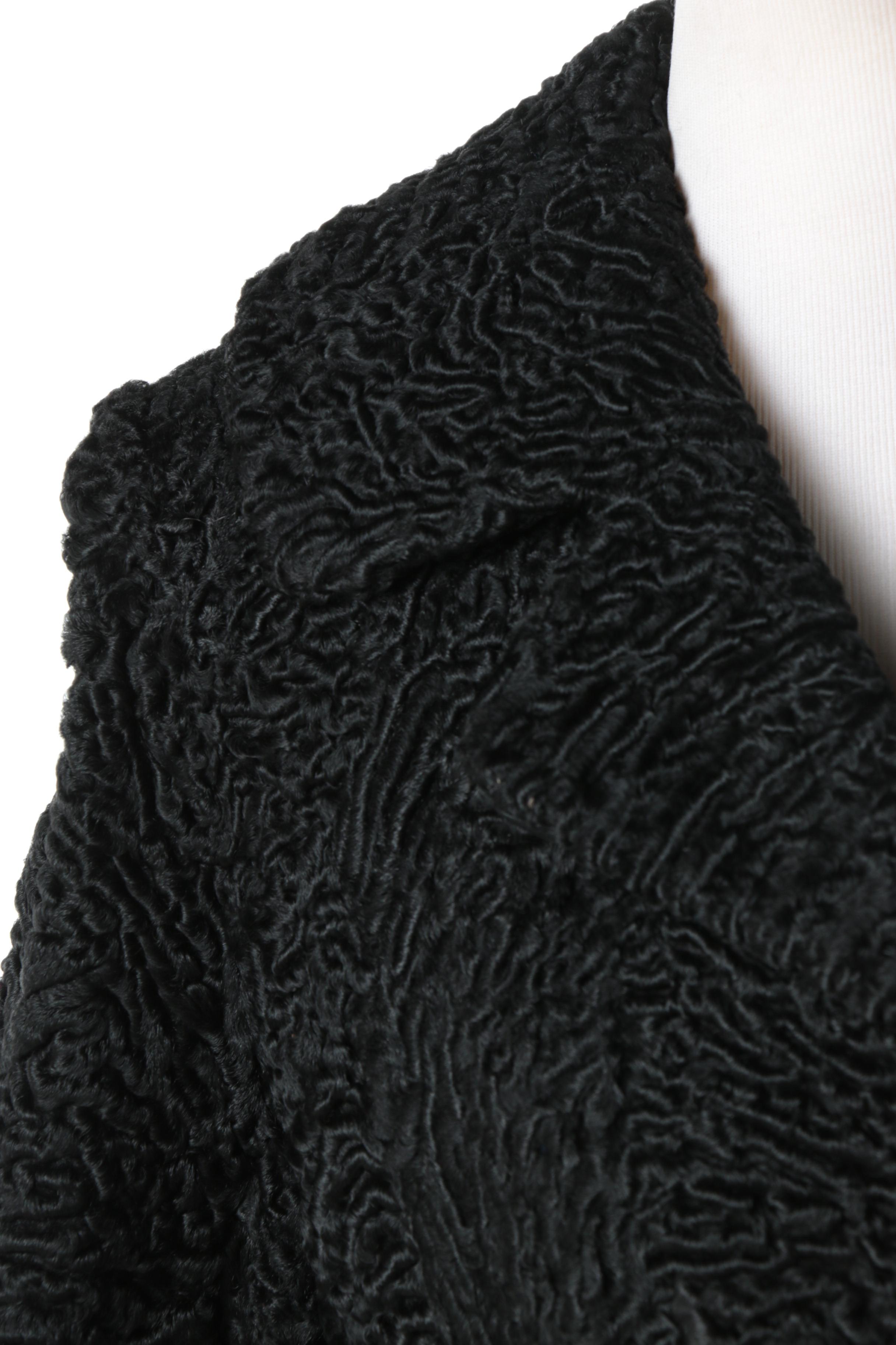 Vintage Saks Black Persian Lamb Fur Coat